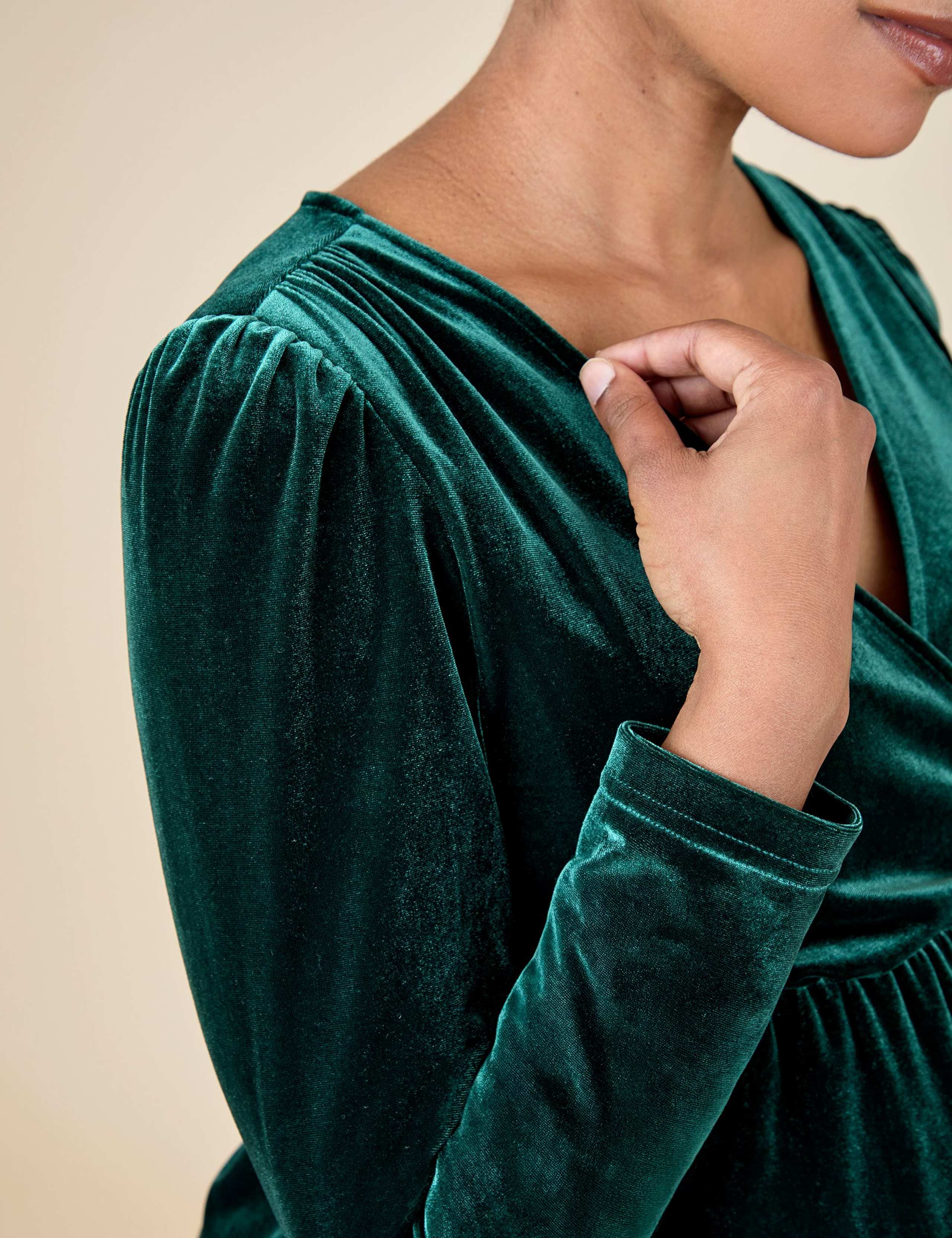 Maternity & Nursing Velvet Midi Wrap Dress 6 of 7