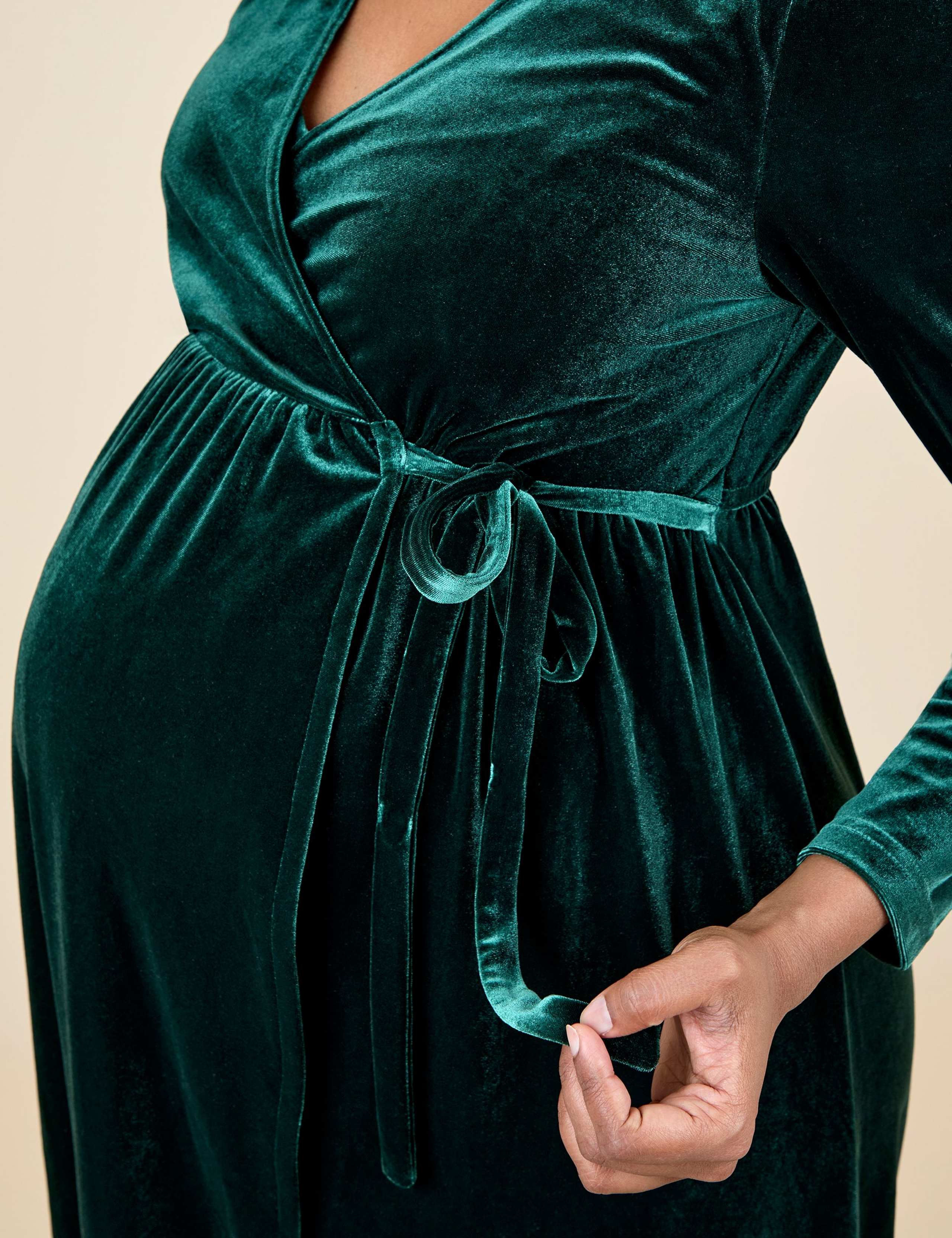 Maternity & Nursing Velvet Midi Wrap Dress 7 of 7