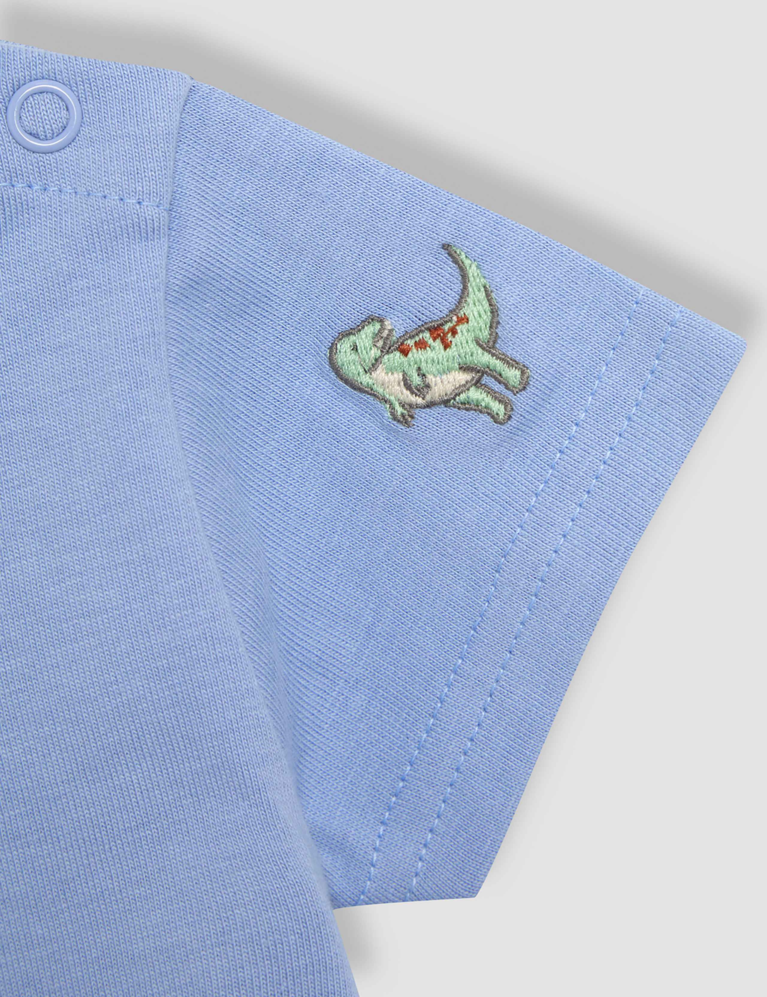3pc Pure Cotton Dinosaur Dungarees Outfit (3-24 Mths) 5 of 8