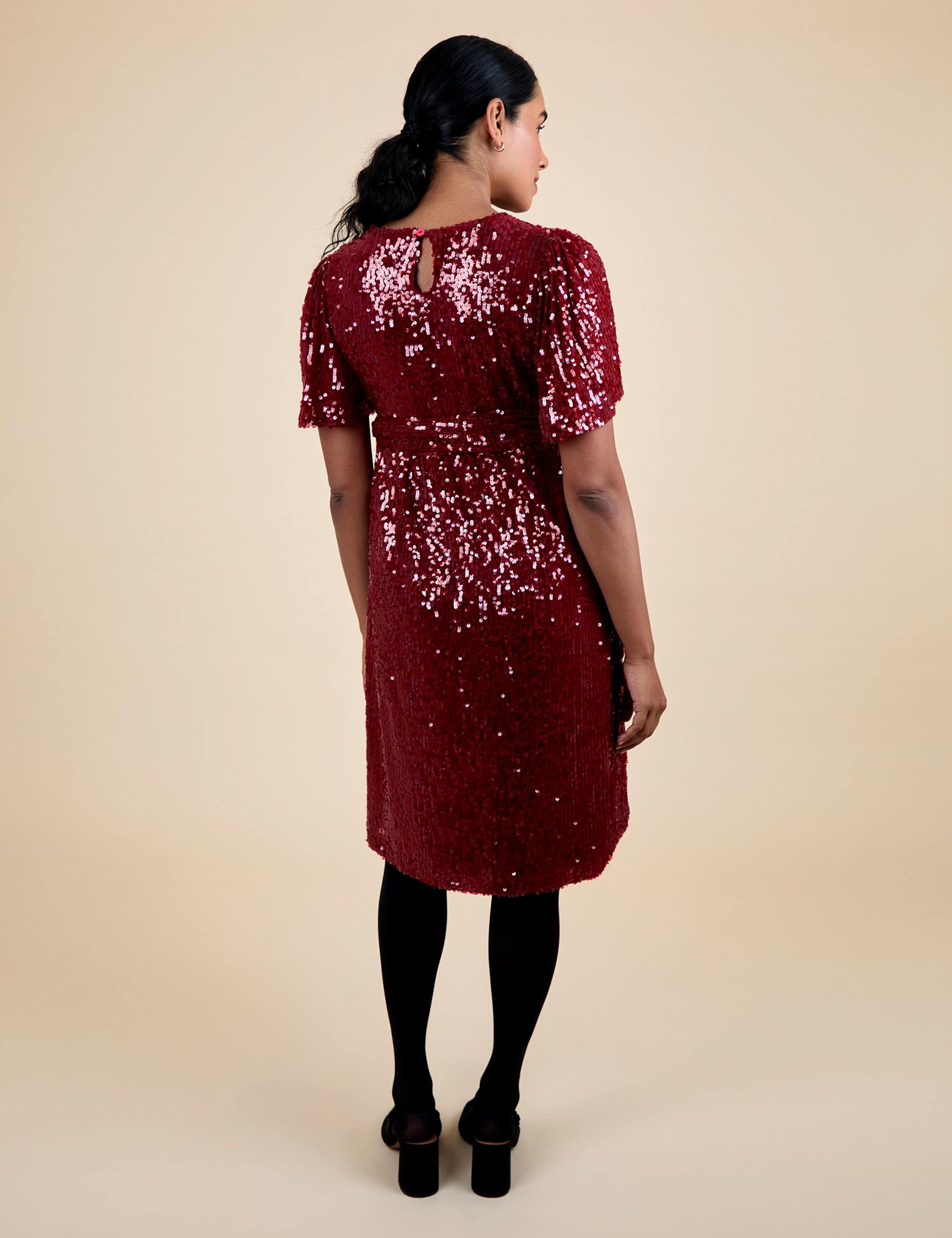 Maternity Sequin Knee Length Waisted Dress 4 of 5