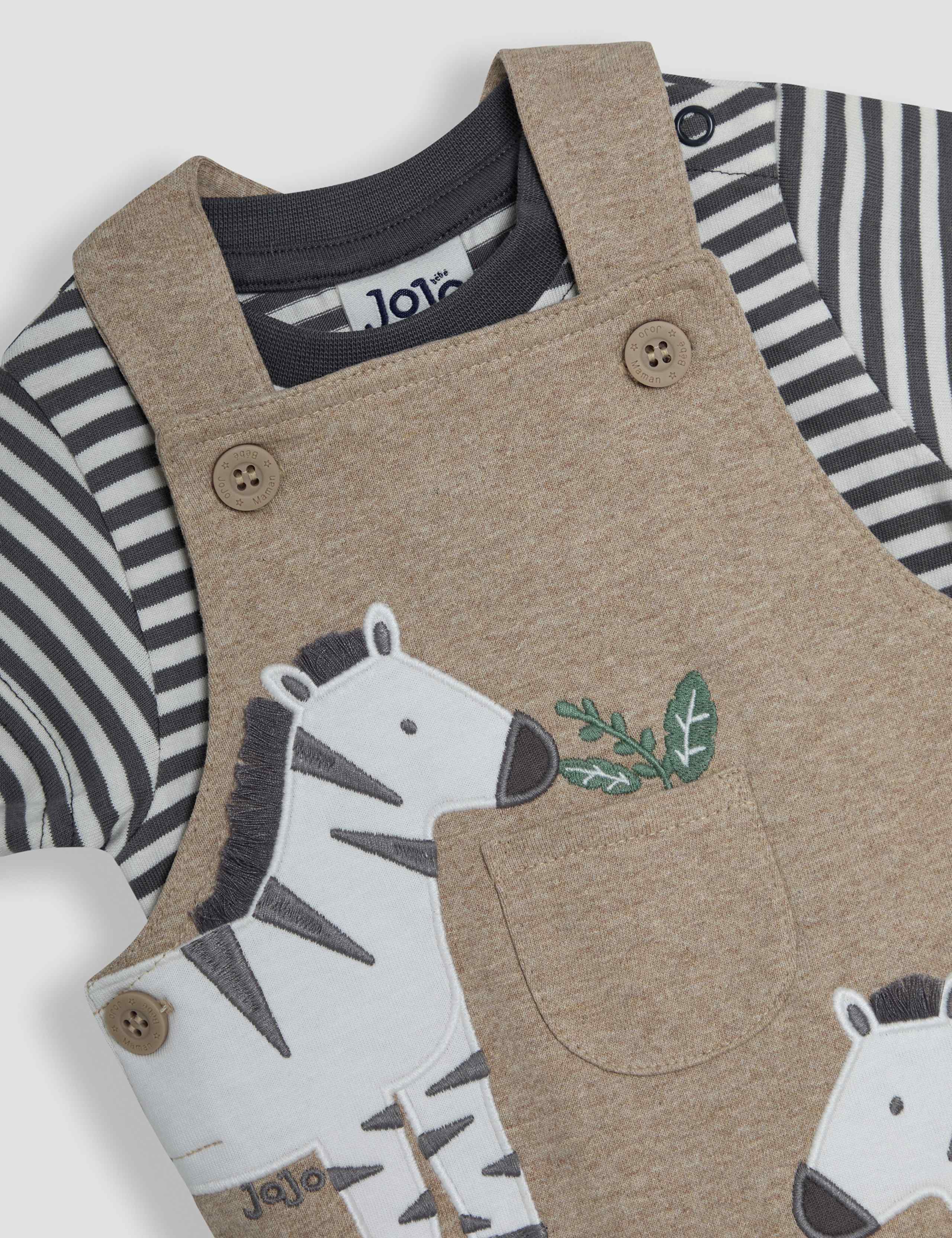 2pc Pure Cotton Zebra Dungarees Outfit (0-24 Mths) 3 of 6