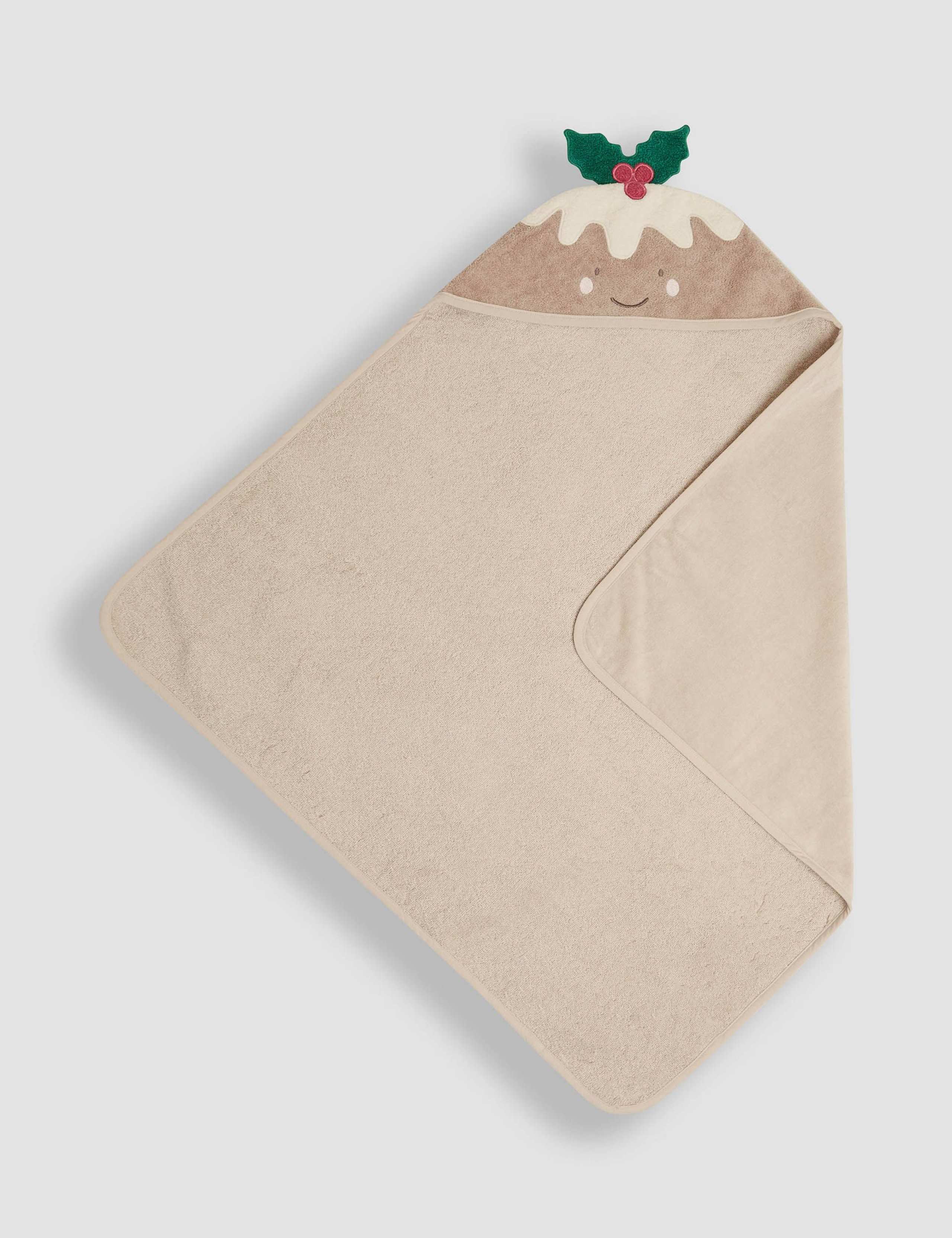 Pure Cotton Christmas Pudding Hooded Towel 1 of 3