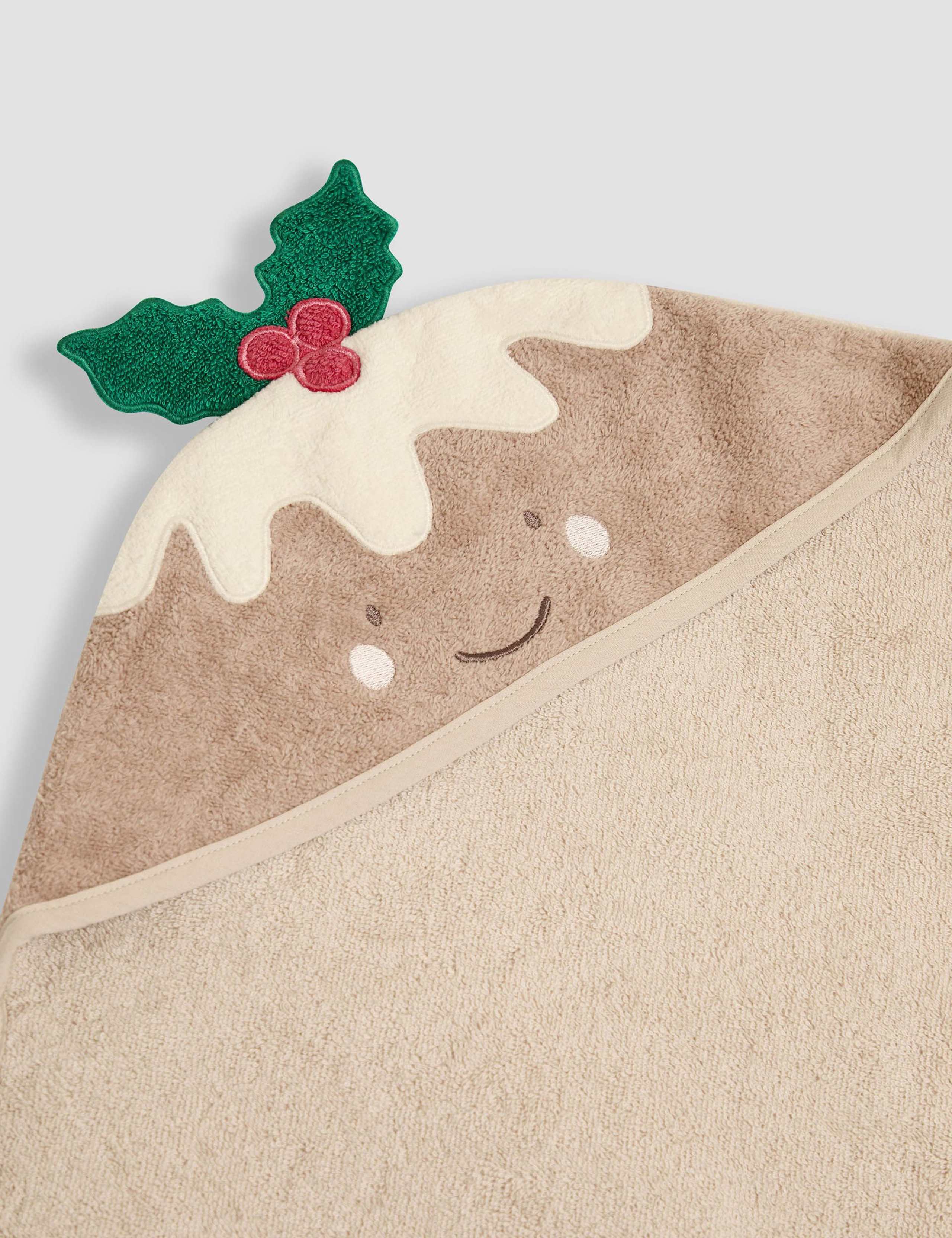 Pure Cotton Christmas Pudding Hooded Towel 2 of 3