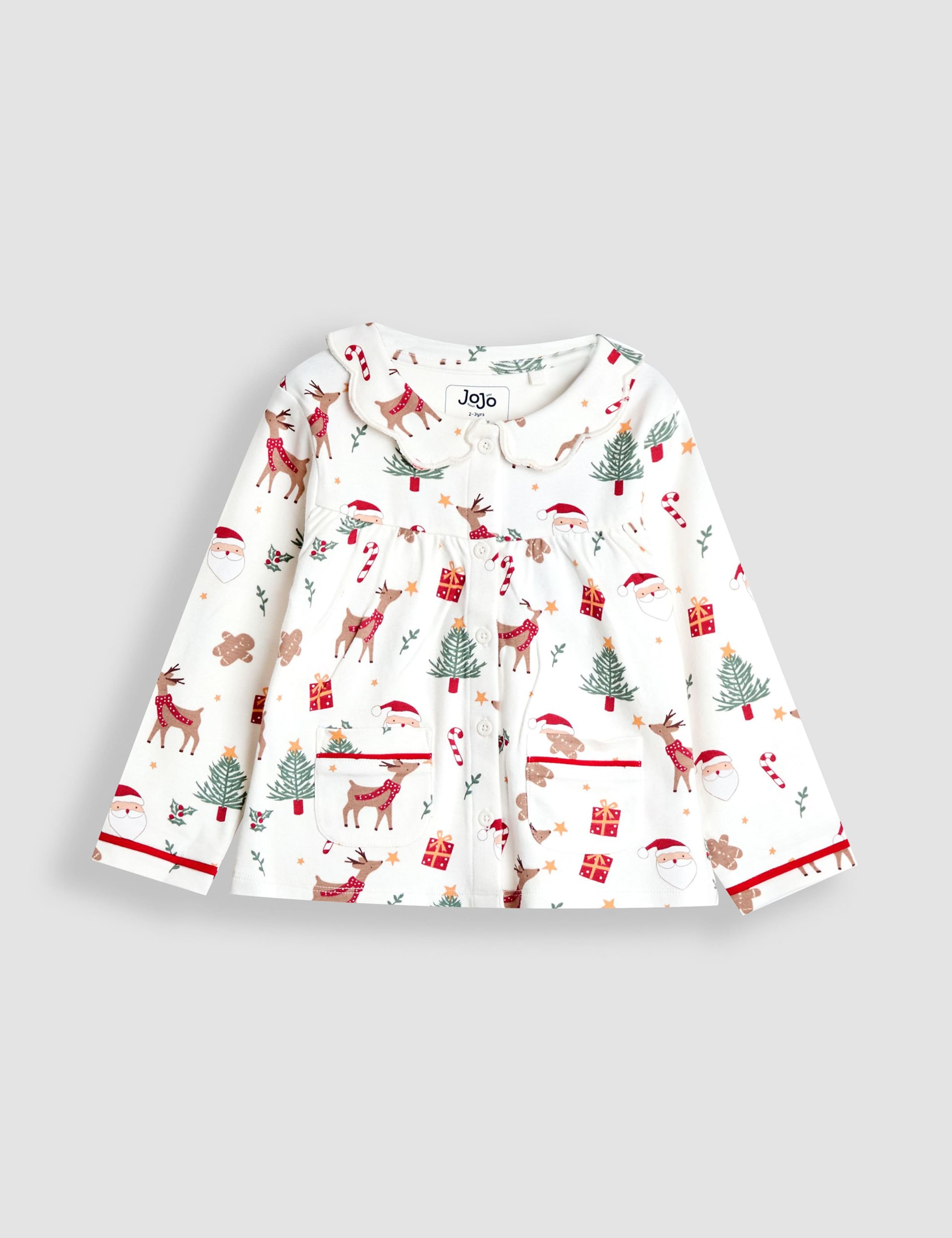 Pure Cotton Christmas Scallop Collar Pyjamas (12 Mths-7 Yrs) 3 of 7