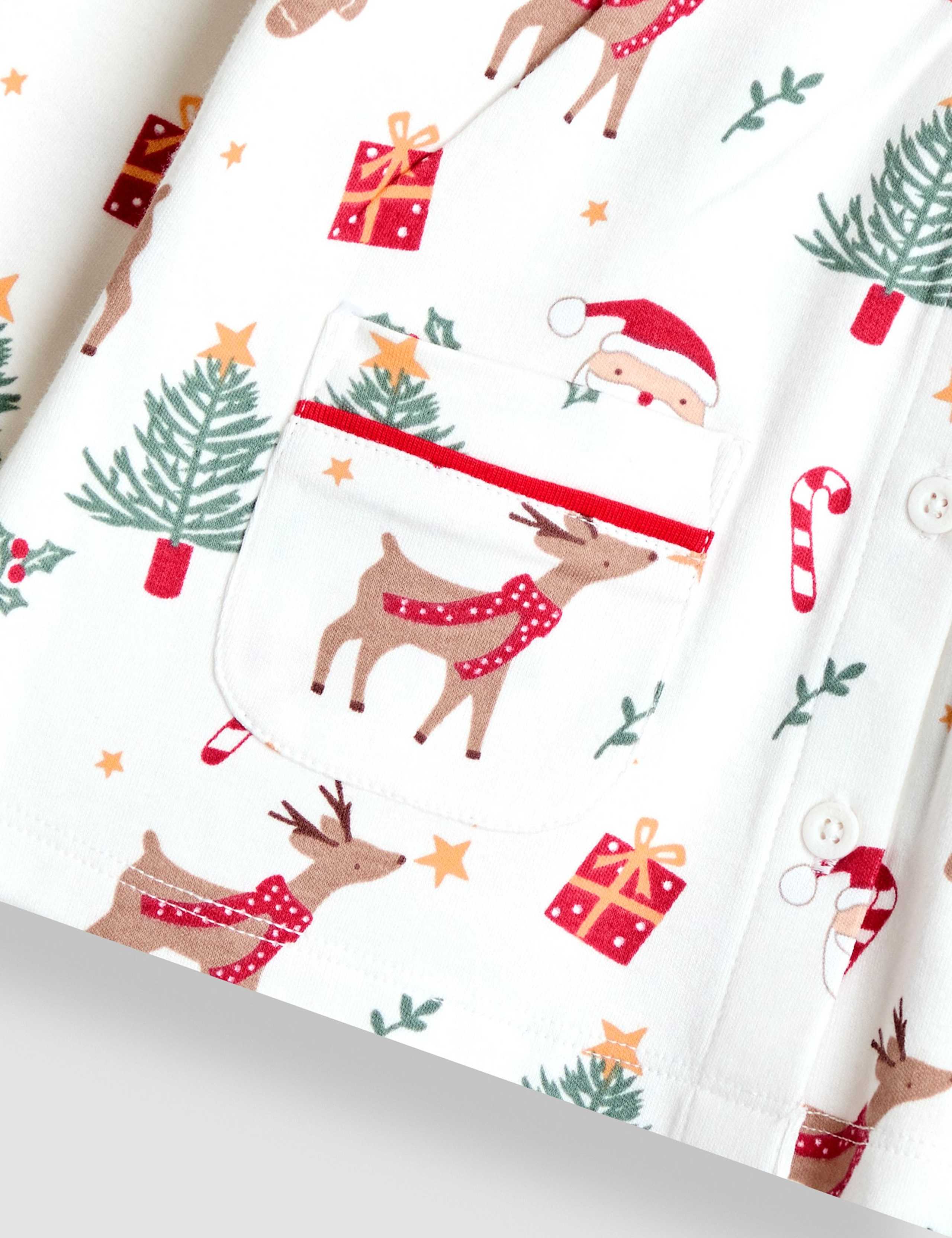 Pure Cotton Christmas Scallop Collar Pyjamas (12 Mths-7 Yrs) 4 of 7