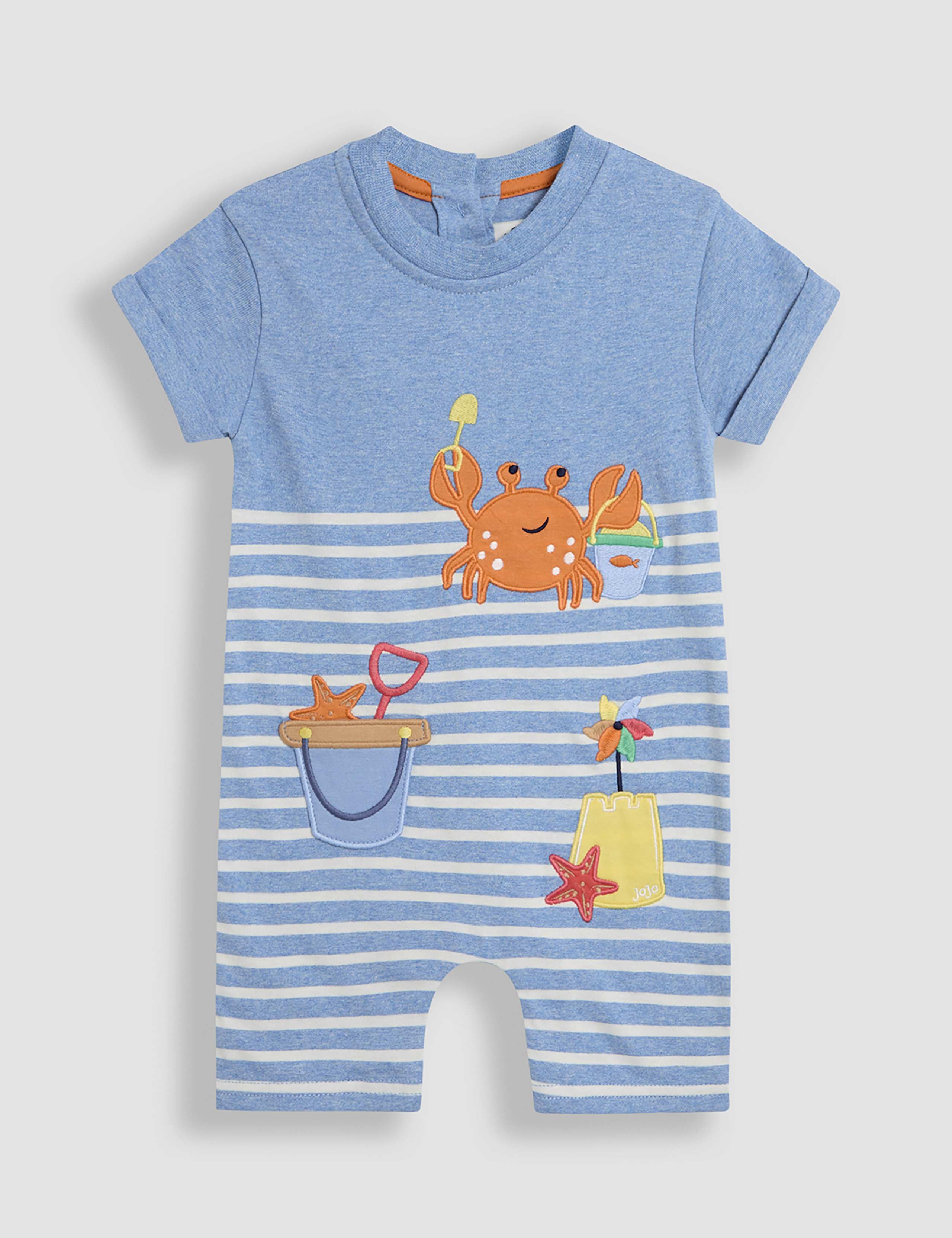 Pure Cotton Crab Applique Romper (0-24 Mths) 1 of 3