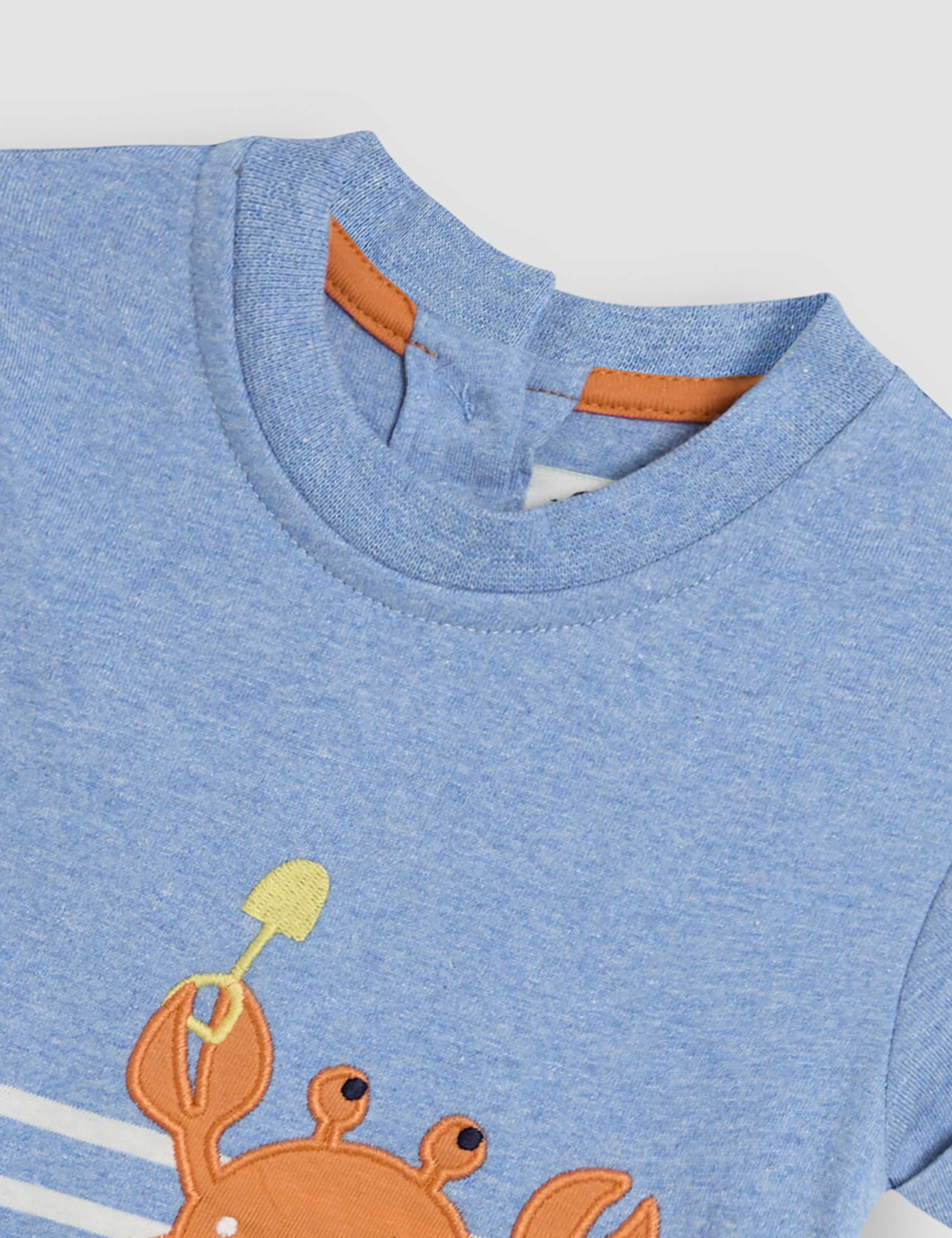 Pure Cotton Crab Applique Romper (0-24 Mths) 3 of 3