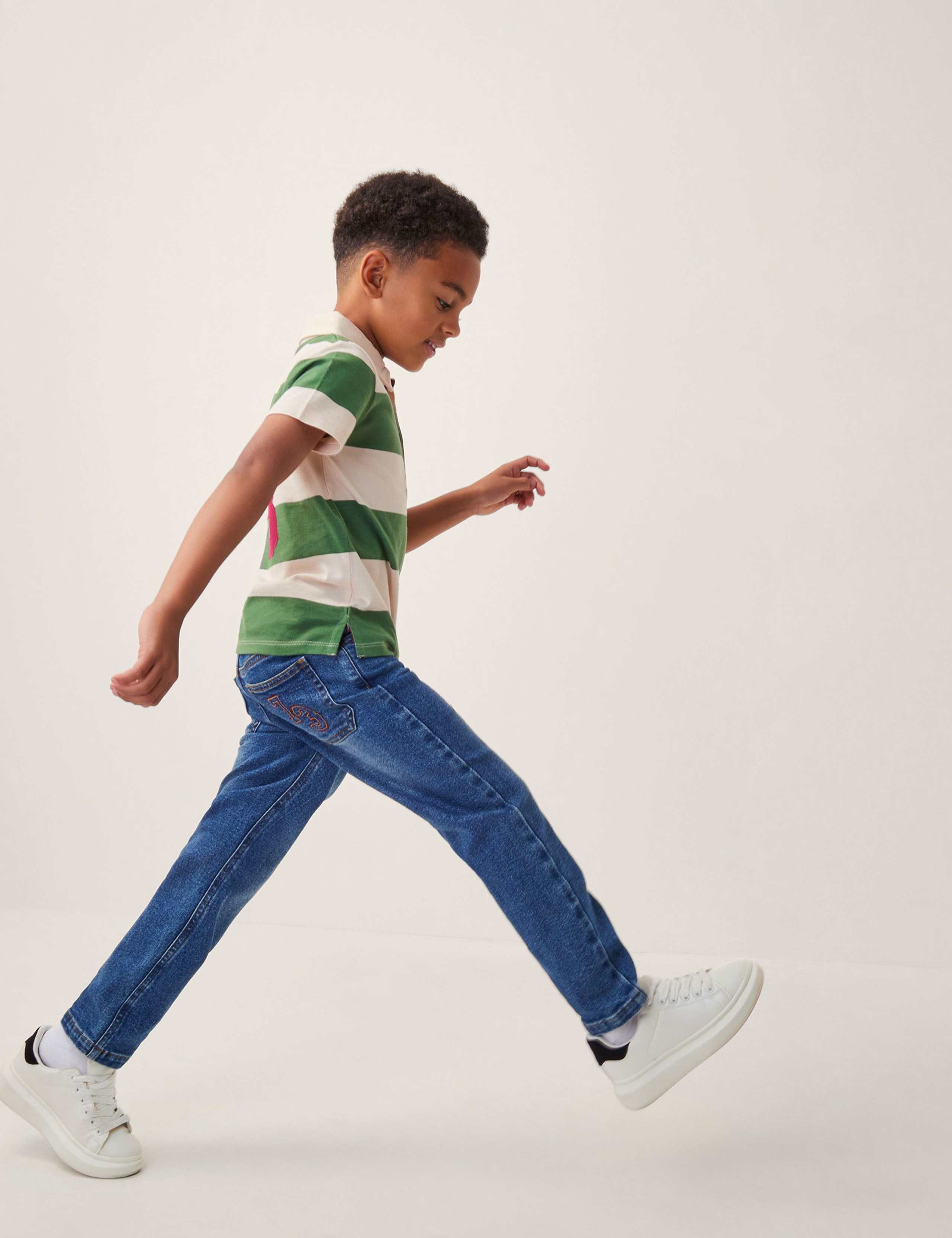 Straight Cotton Rich 73 Slogan Jeans (4-13 Years) 1 of 4