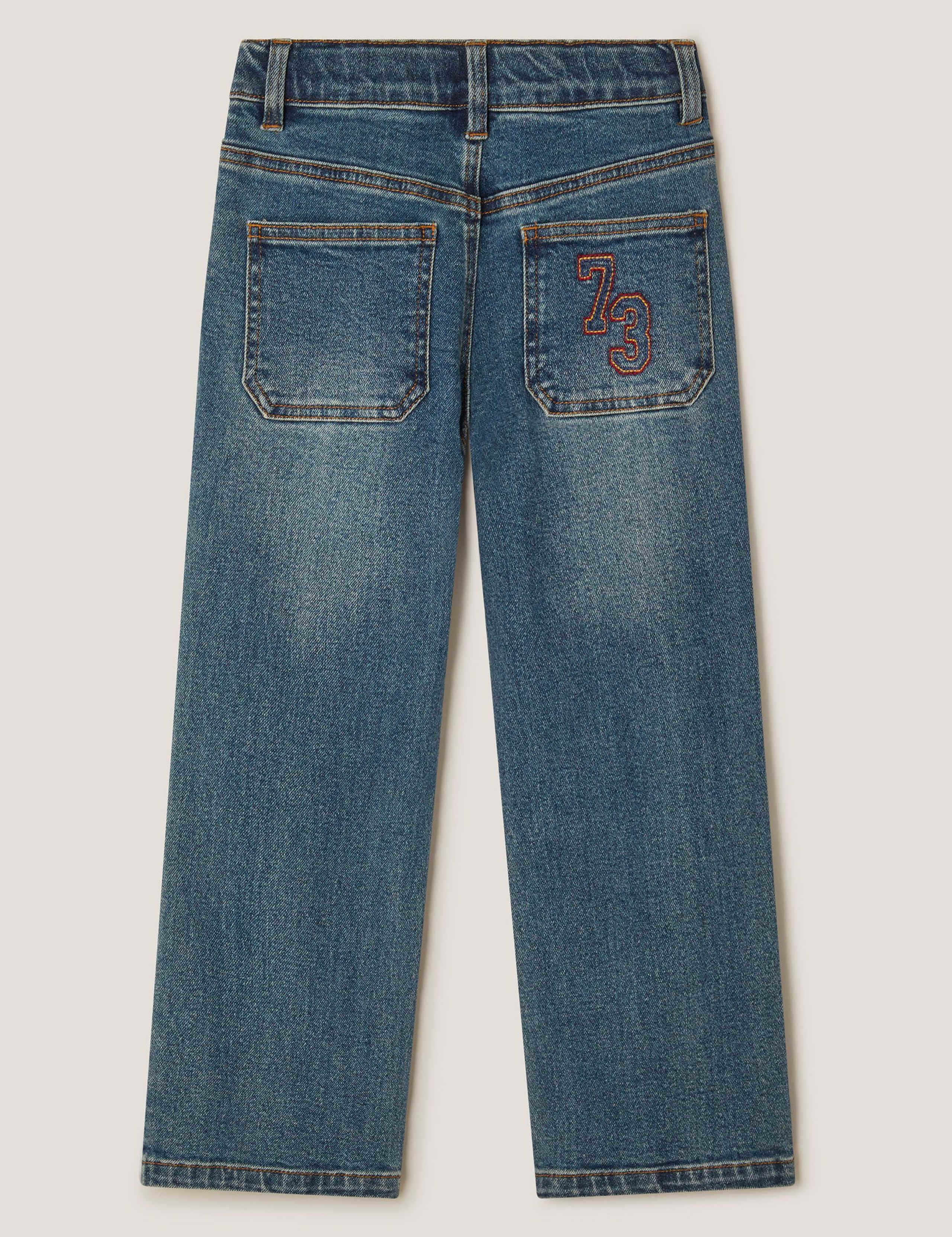 Straight Cotton Rich 73 Slogan Jeans (4-13 Years) 3 of 4