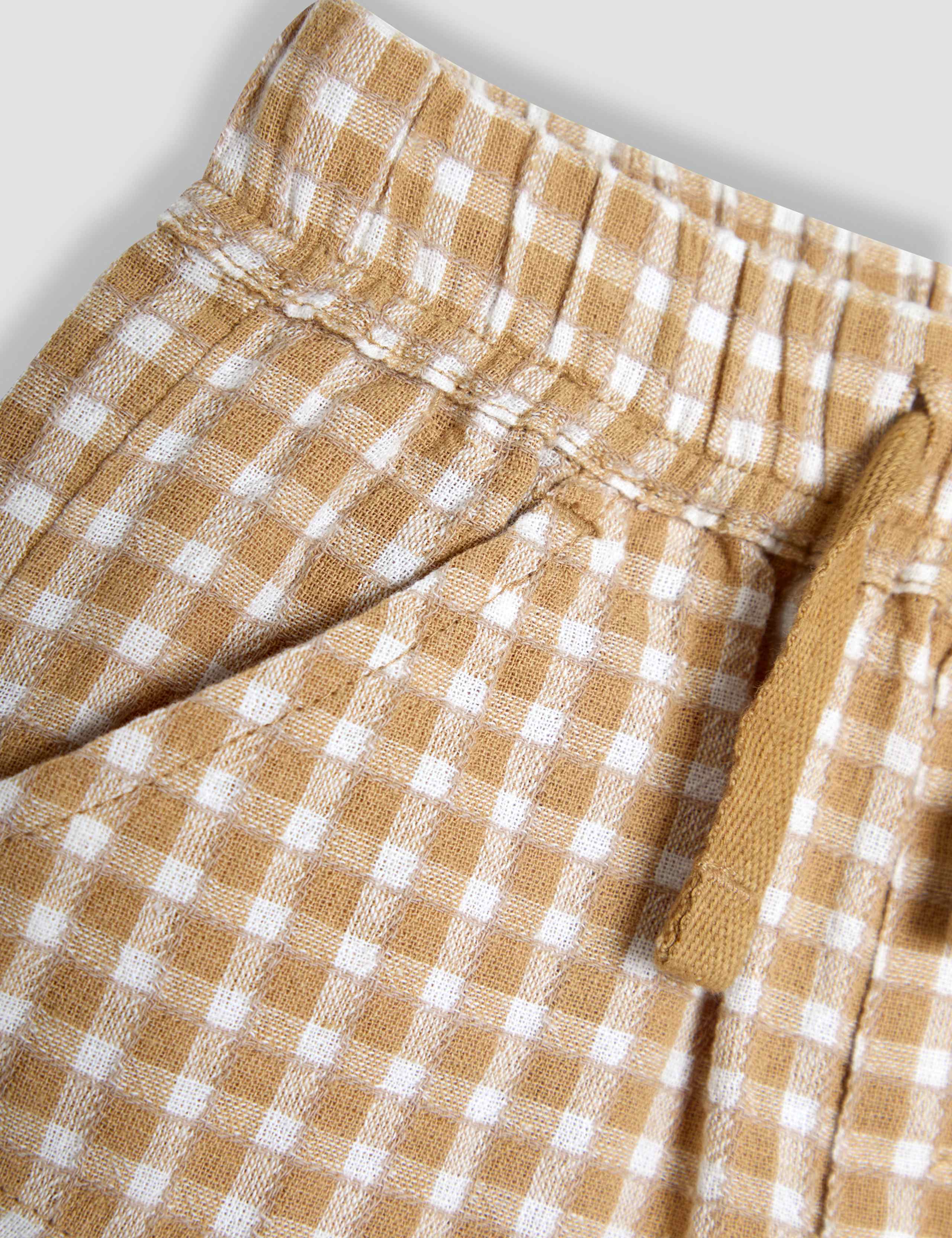 Pure Cotton Textured Gingham Shorts (0-5 Yrs) 2 of 3