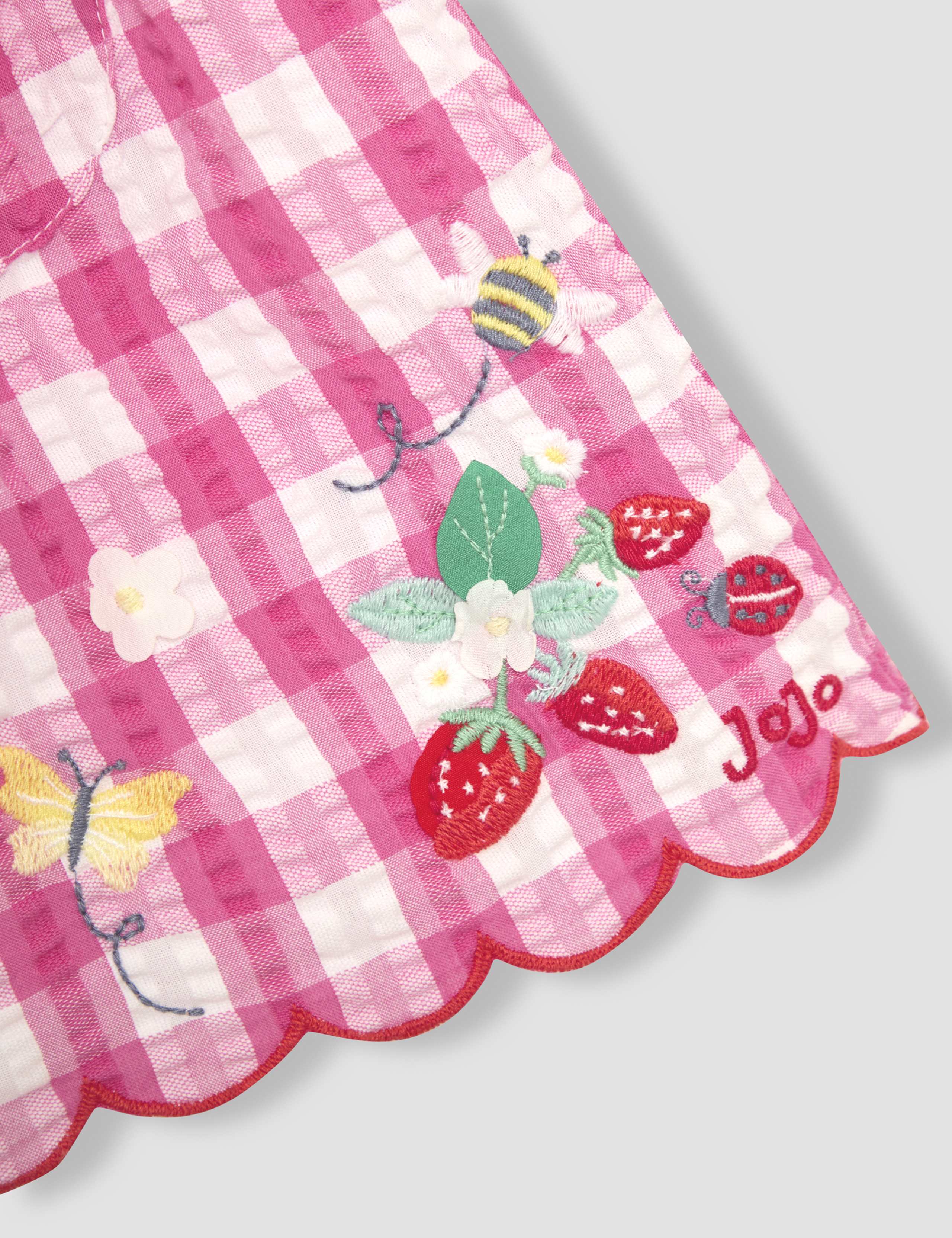 Pure Cotton Gingham Embroidered Dress (6 Mths - 5 Yrs) 2 of 3