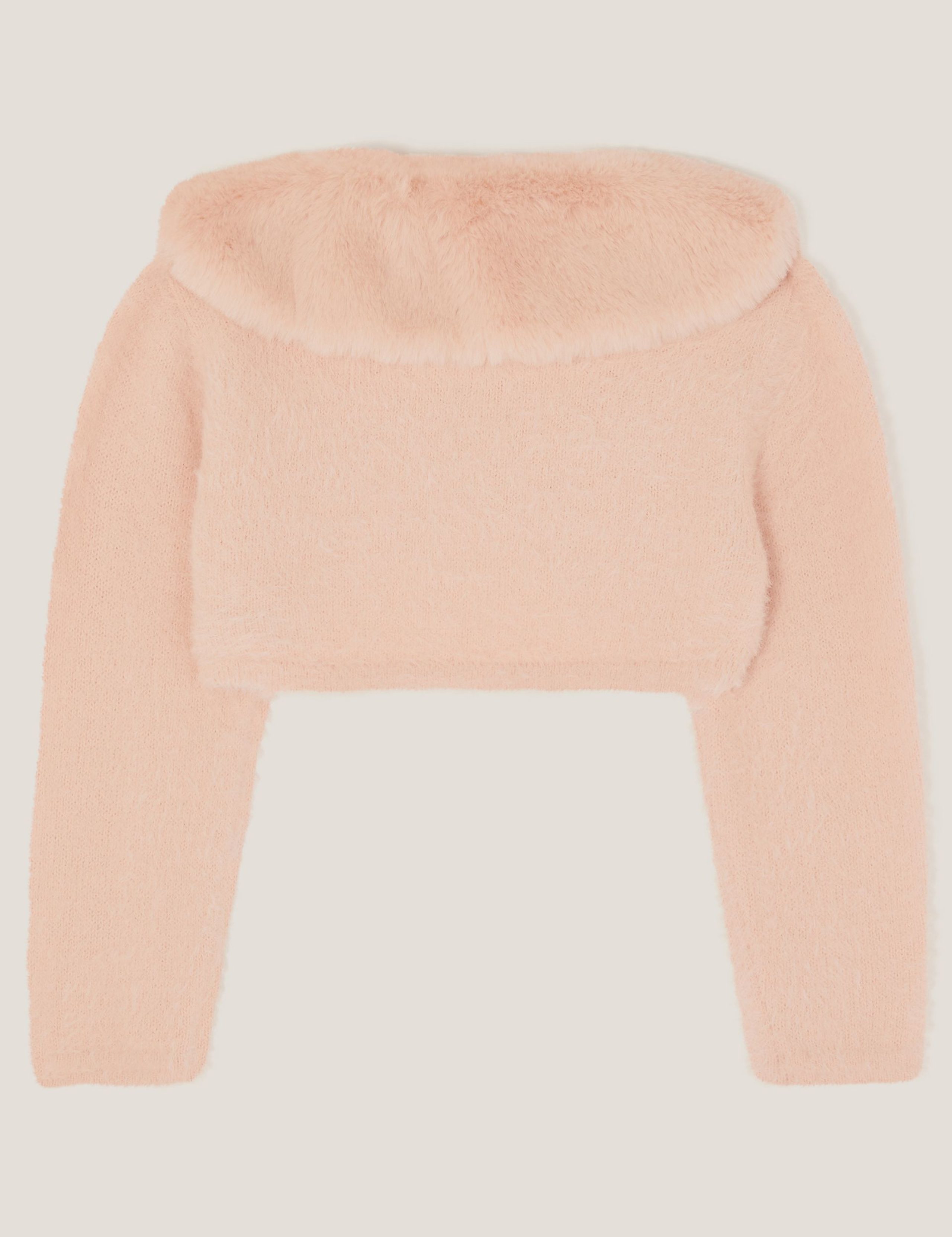 Fuzzy Knitted Detachable Collar Cardigan (0-15 Yrs) 2 of 3