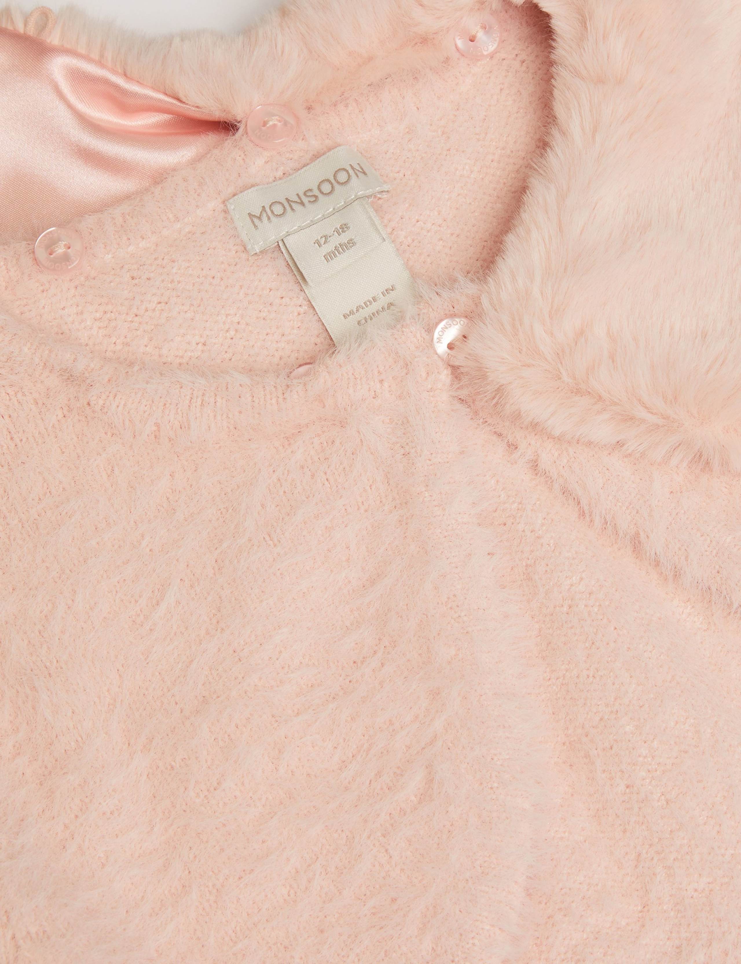 Fuzzy Knitted Detachable Collar Cardigan (0-15 Yrs) 3 of 3