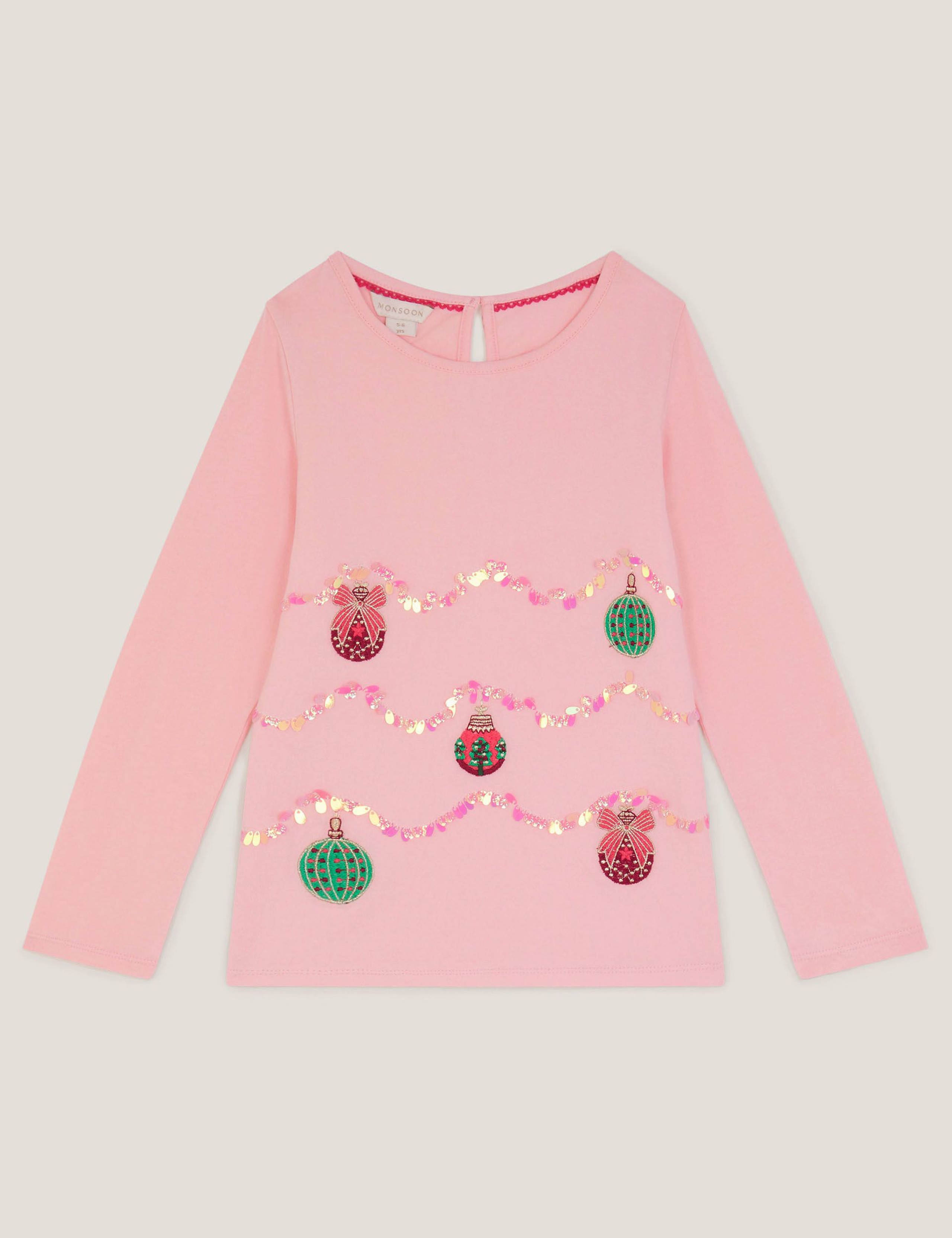 Pure Cotton Sequin Baubles T-Shirt (3-13 Yrs) 2 of 4