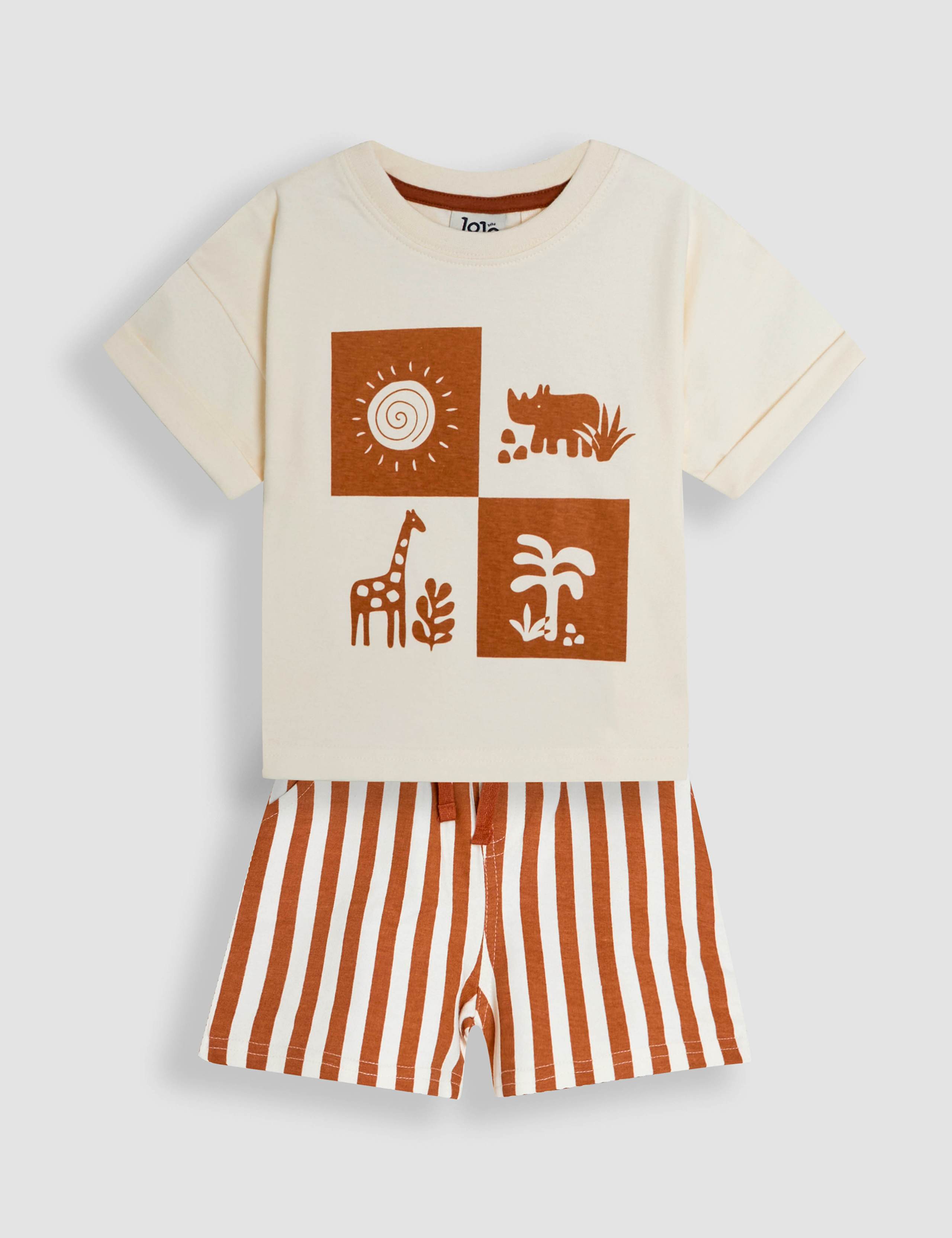 2pc Pure Cotton Safari Print Stripe Outfit (3 Mths-5 Yrs) 1 of 6