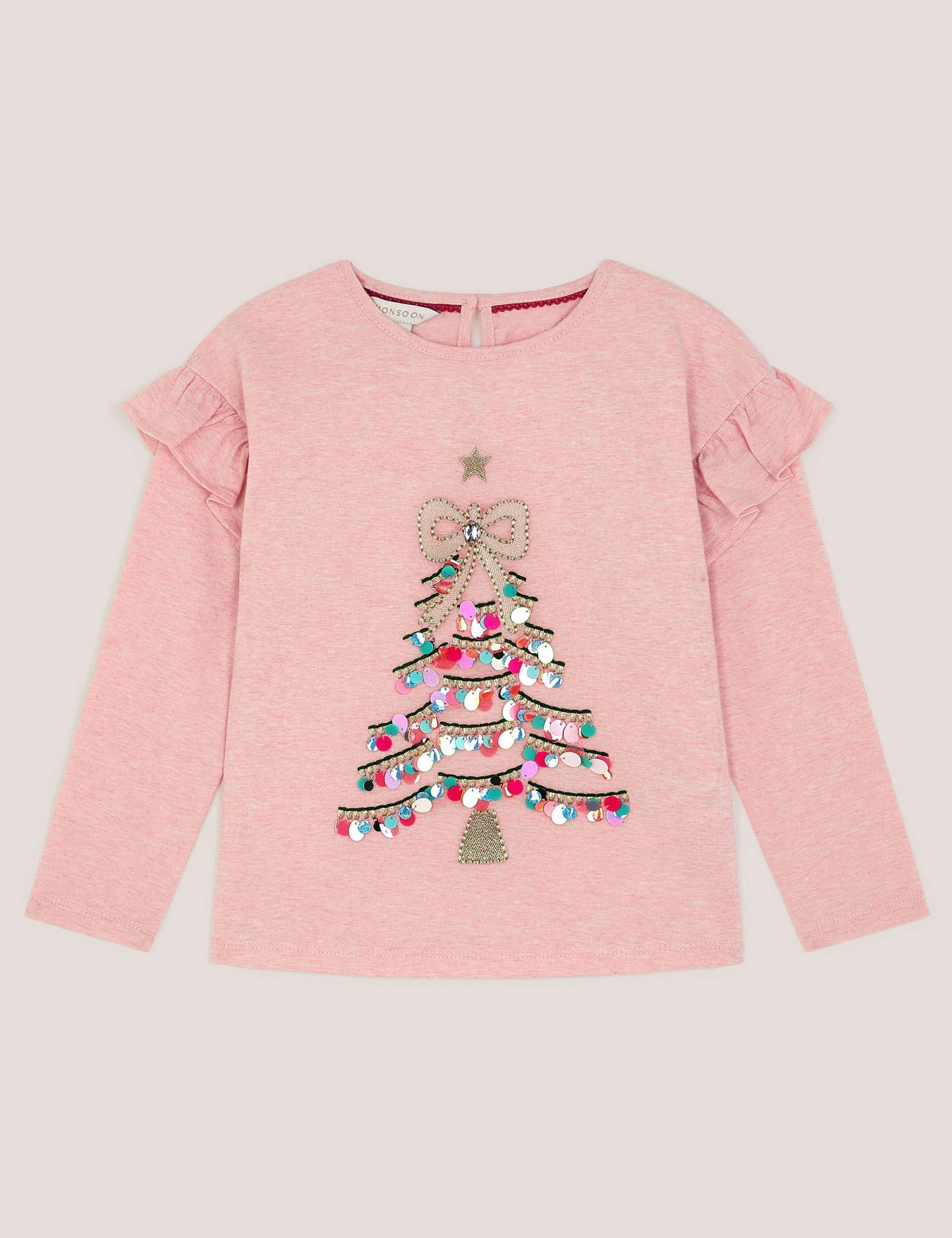 Pure Cotton Sequin Christmas Tree T-Shirt (3-13 Yrs) 2 of 4