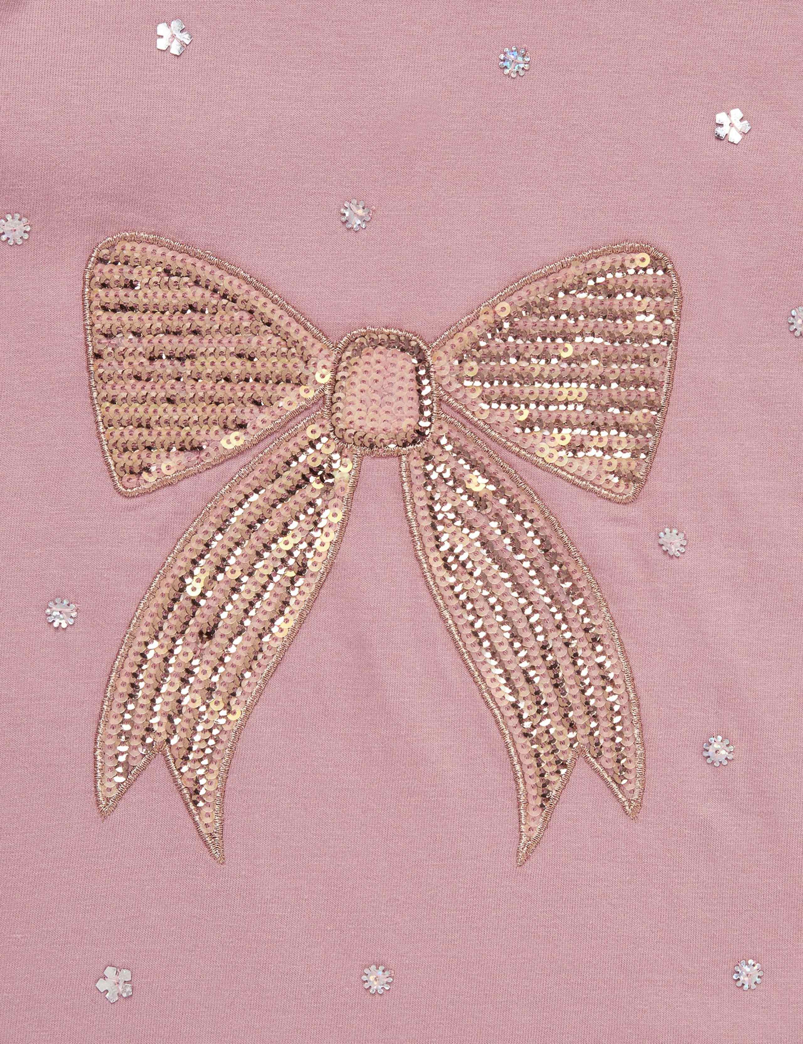 Pure Cotton Sequin Bow Puff Sleeve T-Shirt (3-13 Yrs) 4 of 4