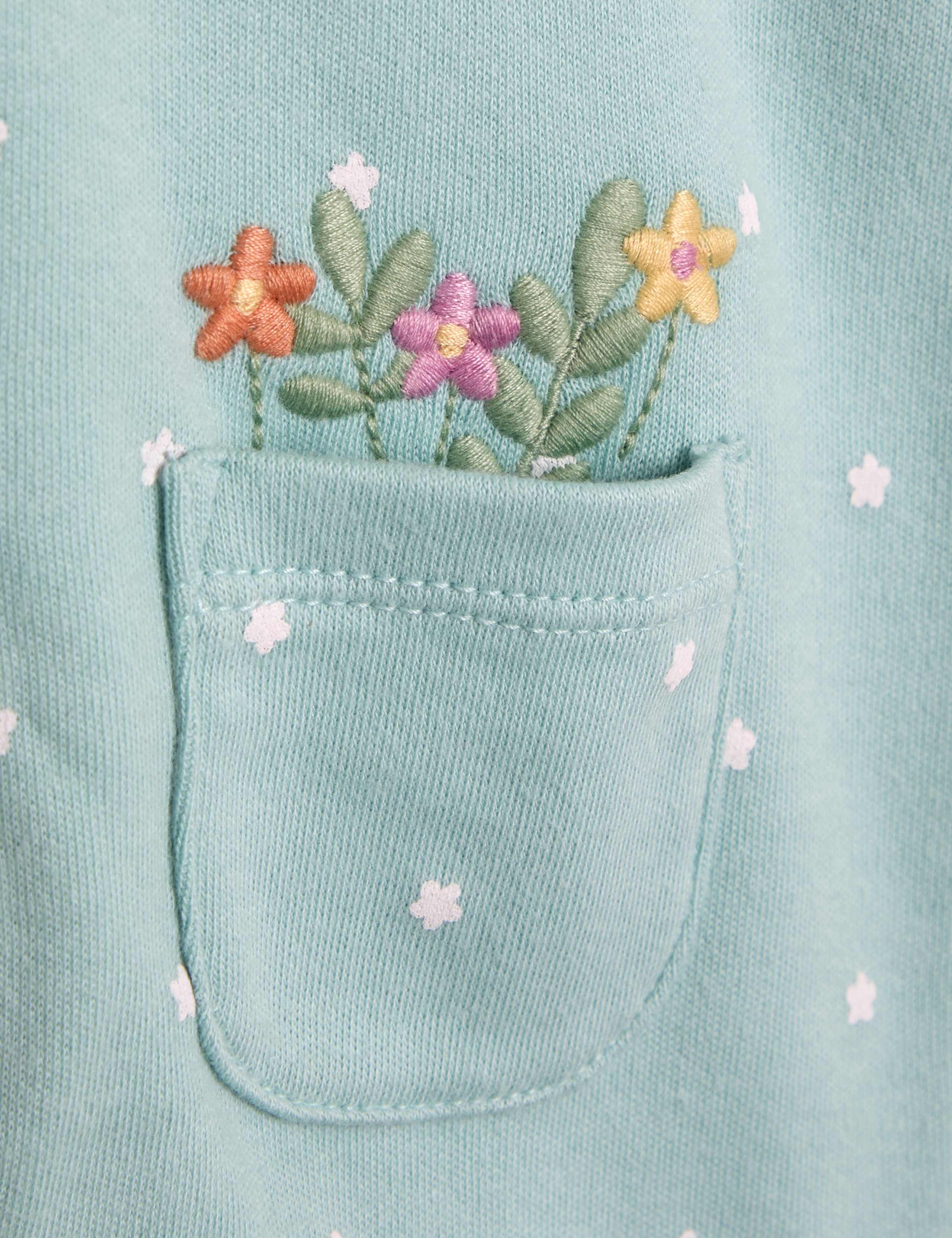 Pure Cotton Giraffe Appliqué Sleepsuit (0-12 Mths) 2 of 3