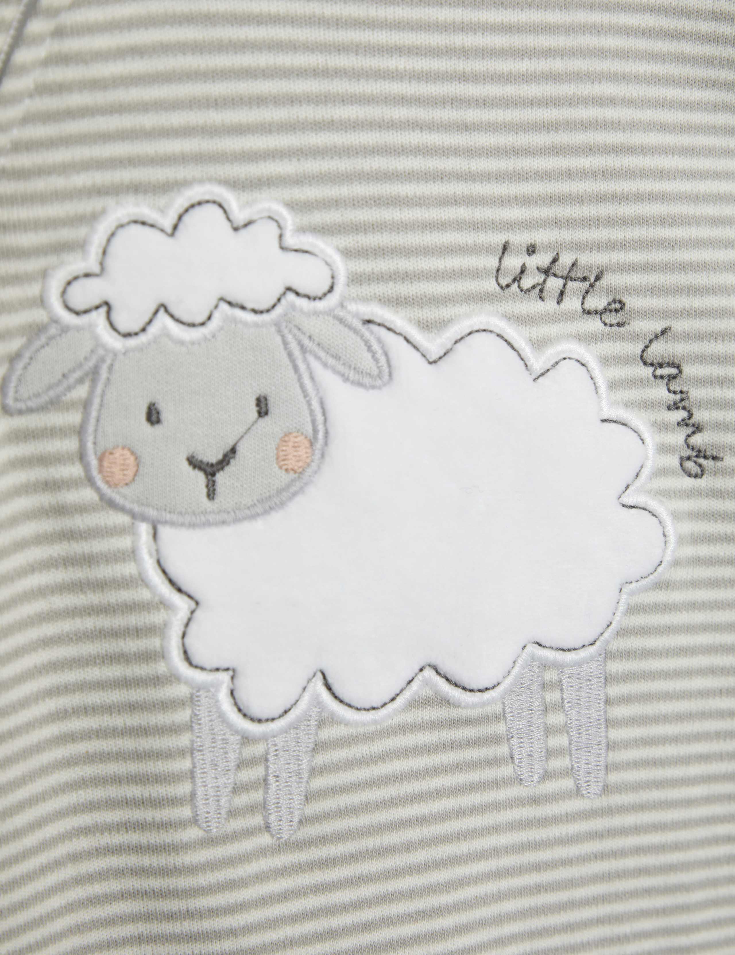 Pure Cotton Little Lamb Appliqué Sleepsuit (Newborn - 12 Mths) 3 of 3