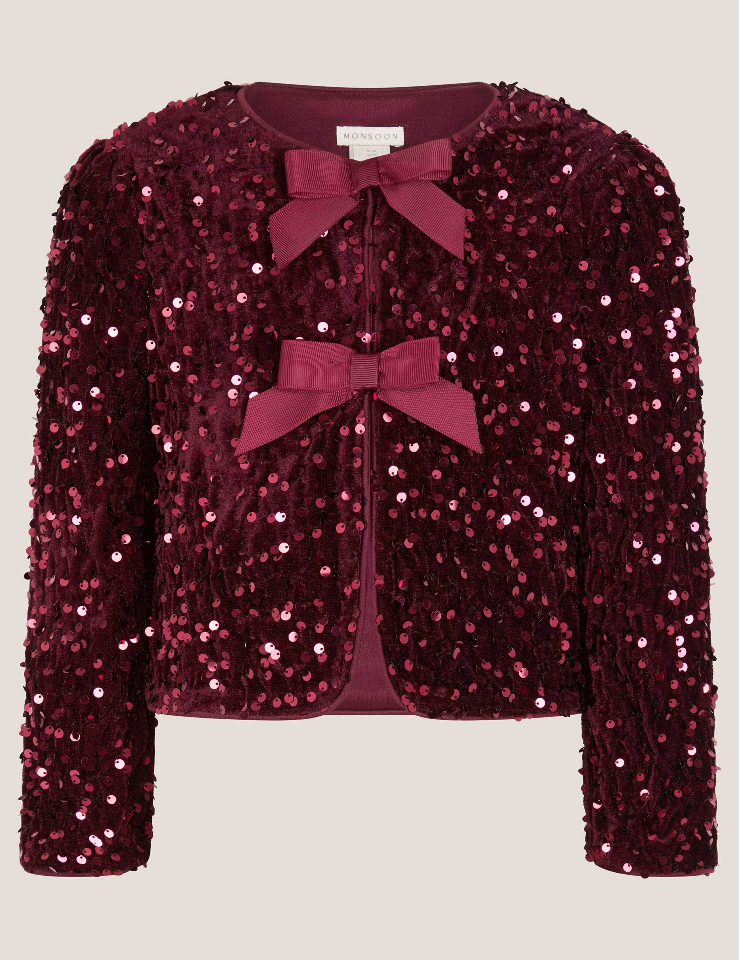 Velvet Sequin Bow Party Jacket (3-15 Yrs) 2 of 4