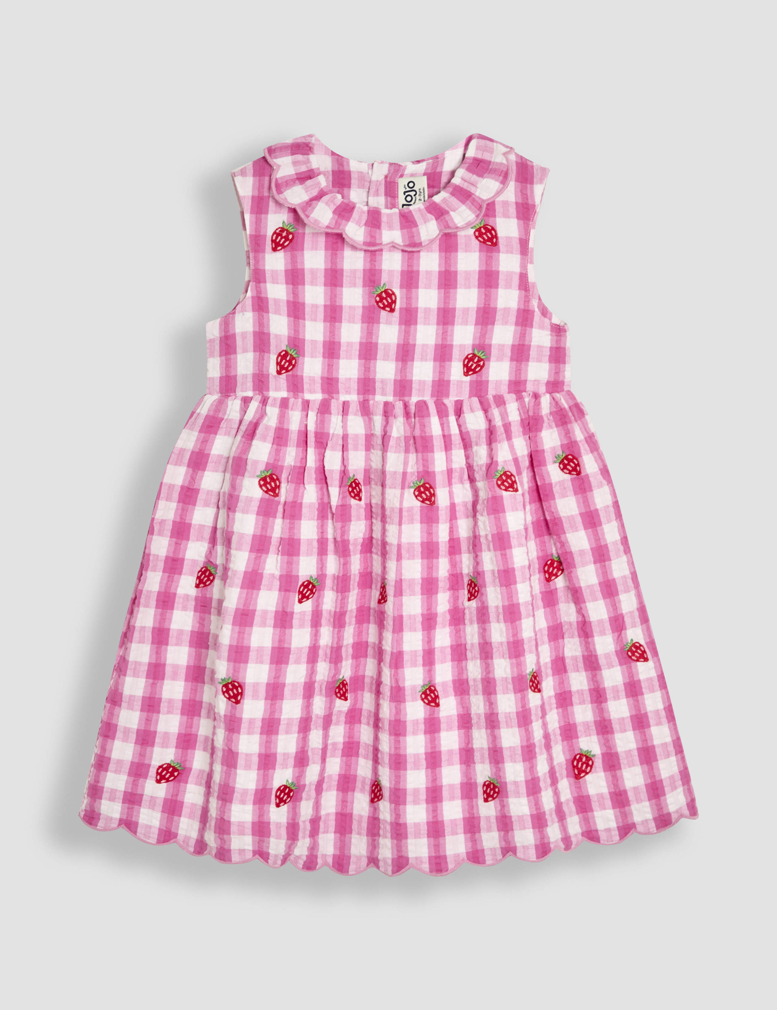 Pure Cotton Gingham Strawberry Dress (6 Mths - 5 Yrs) 1 of 3