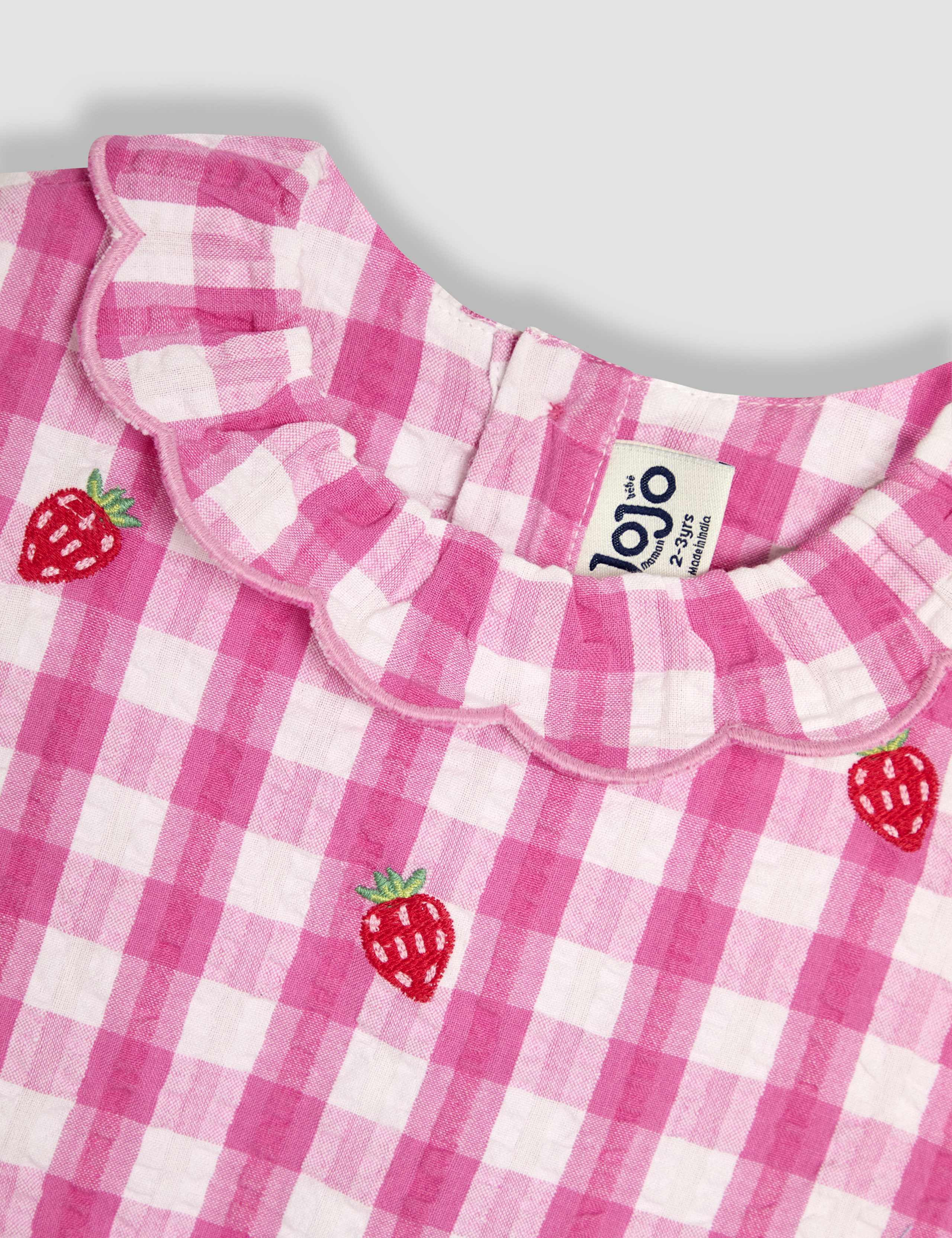 Pure Cotton Gingham Strawberry Dress (6 Mths - 5 Yrs) 2 of 3