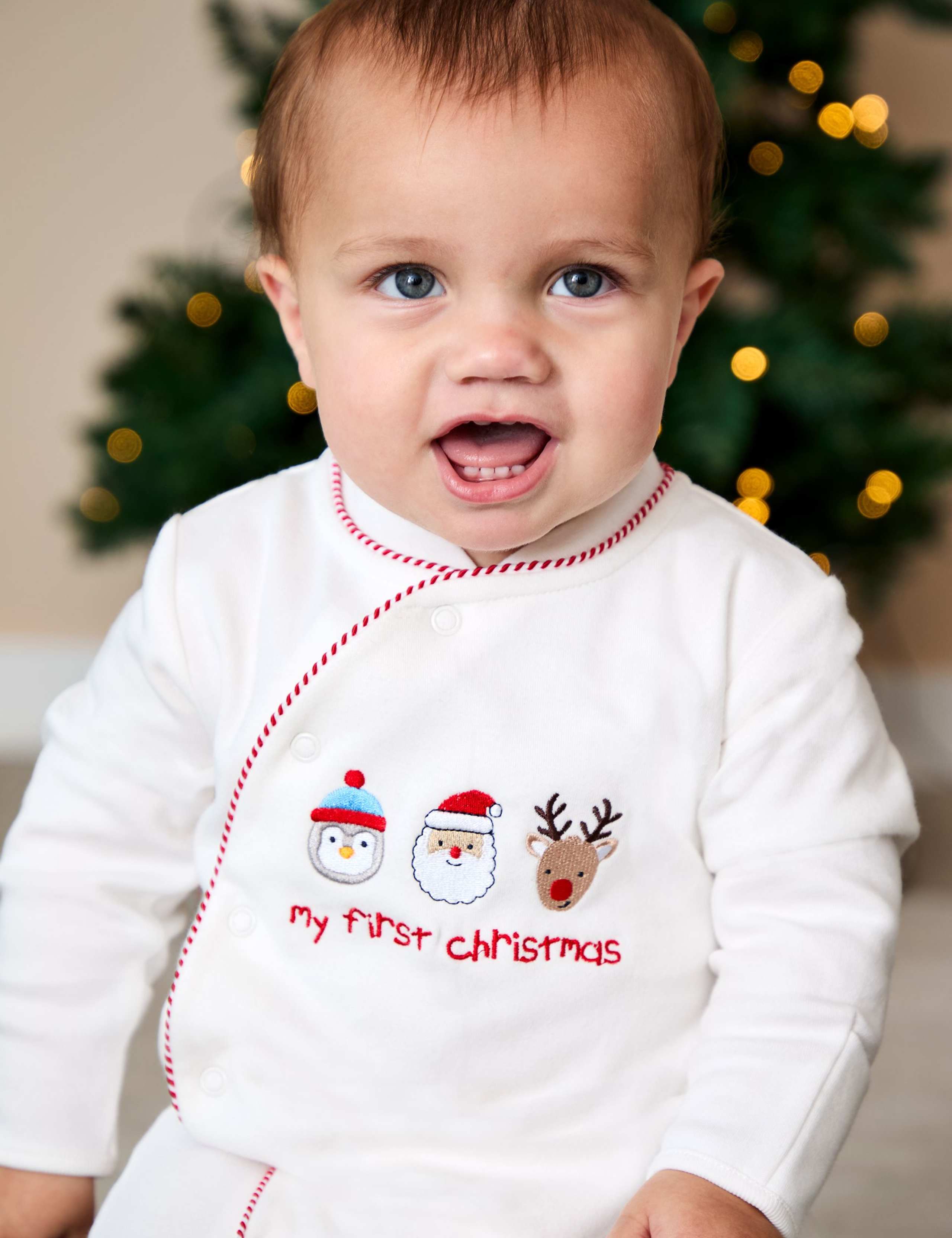 Pure Cotton My First Christmas Sleepsuit (0-12 Mths) 1 of 4