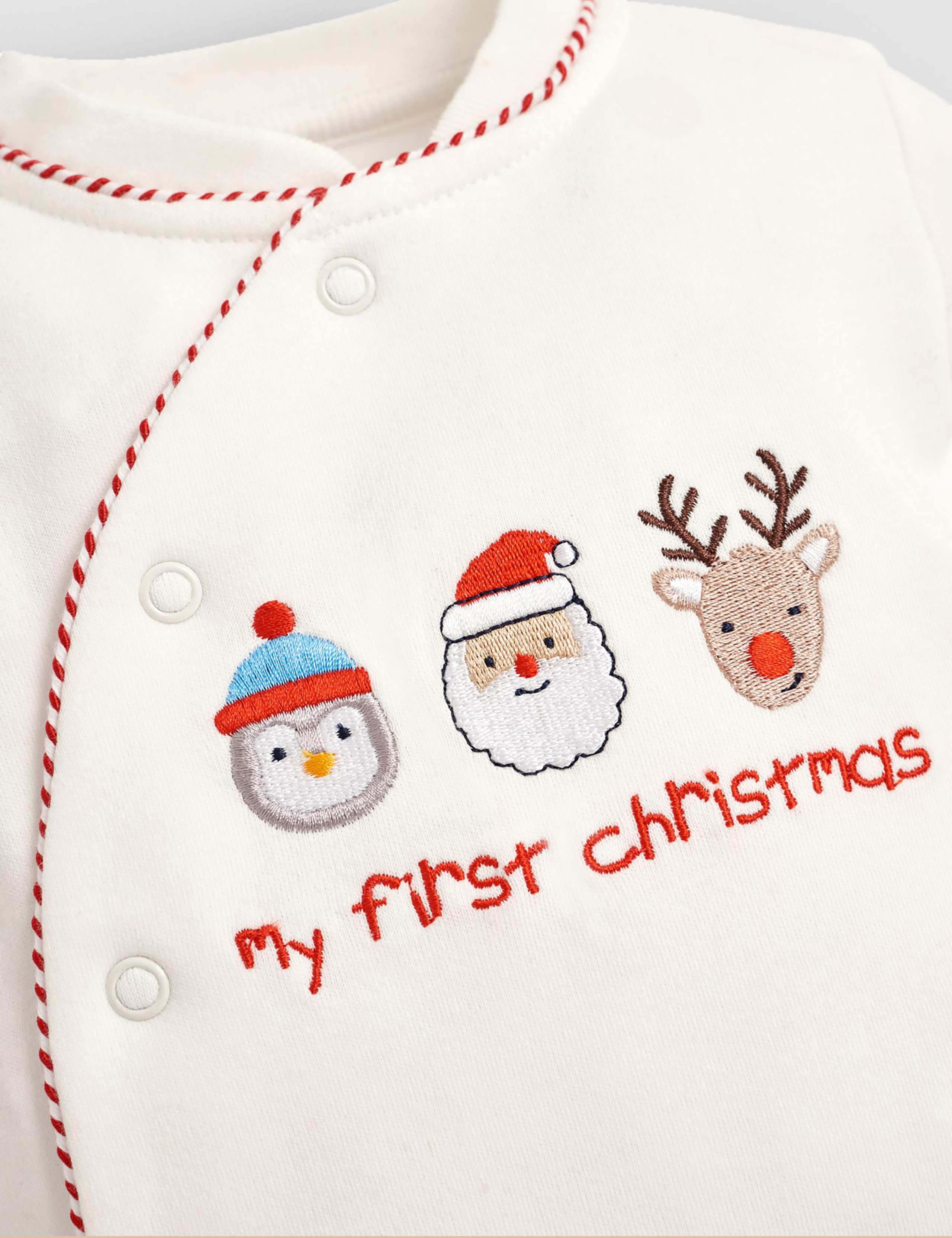 Pure Cotton My First Christmas Sleepsuit (0-12 Mths) 4 of 4