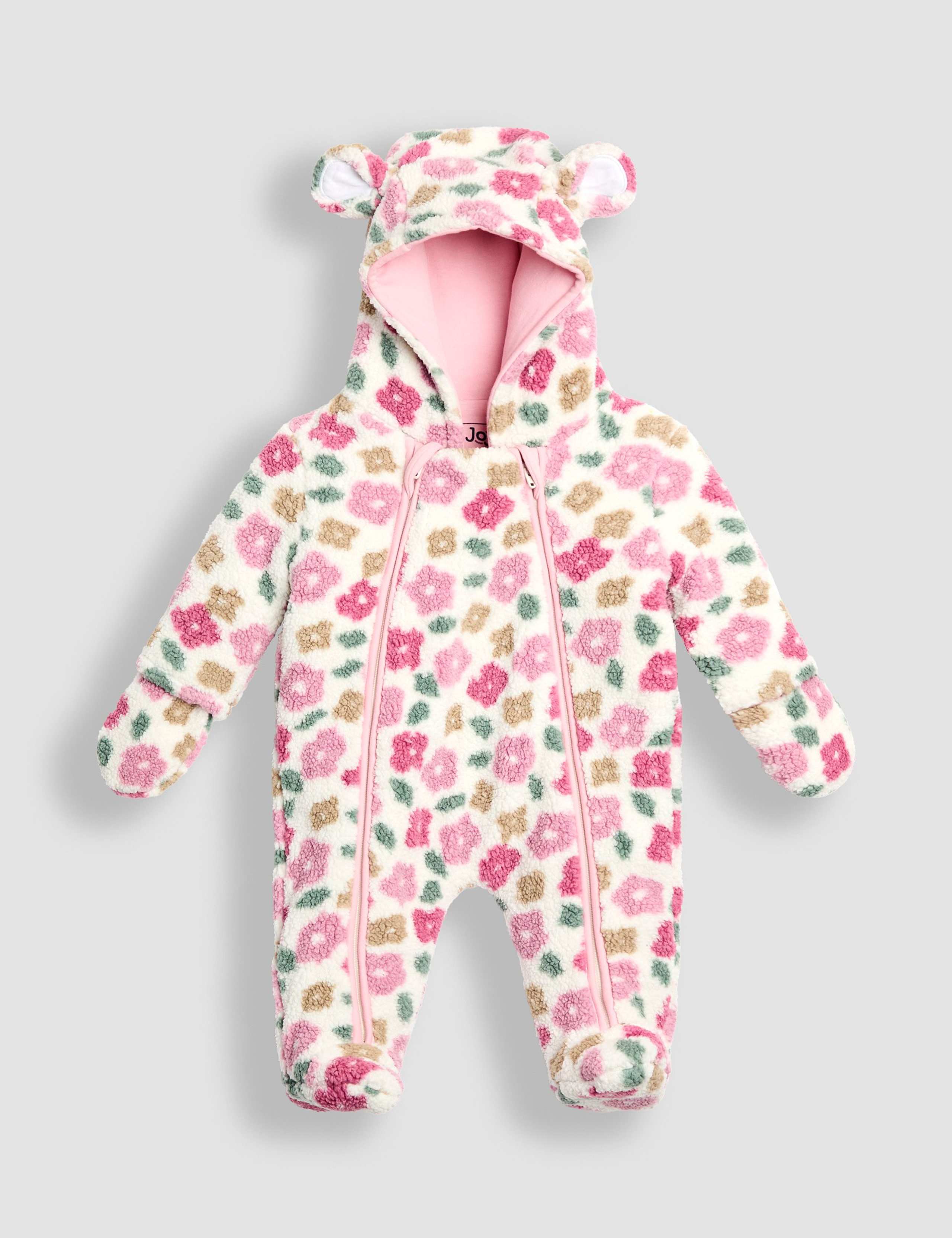 Fleece Floral Pramsuit (0-12 Mths) 1 of 5