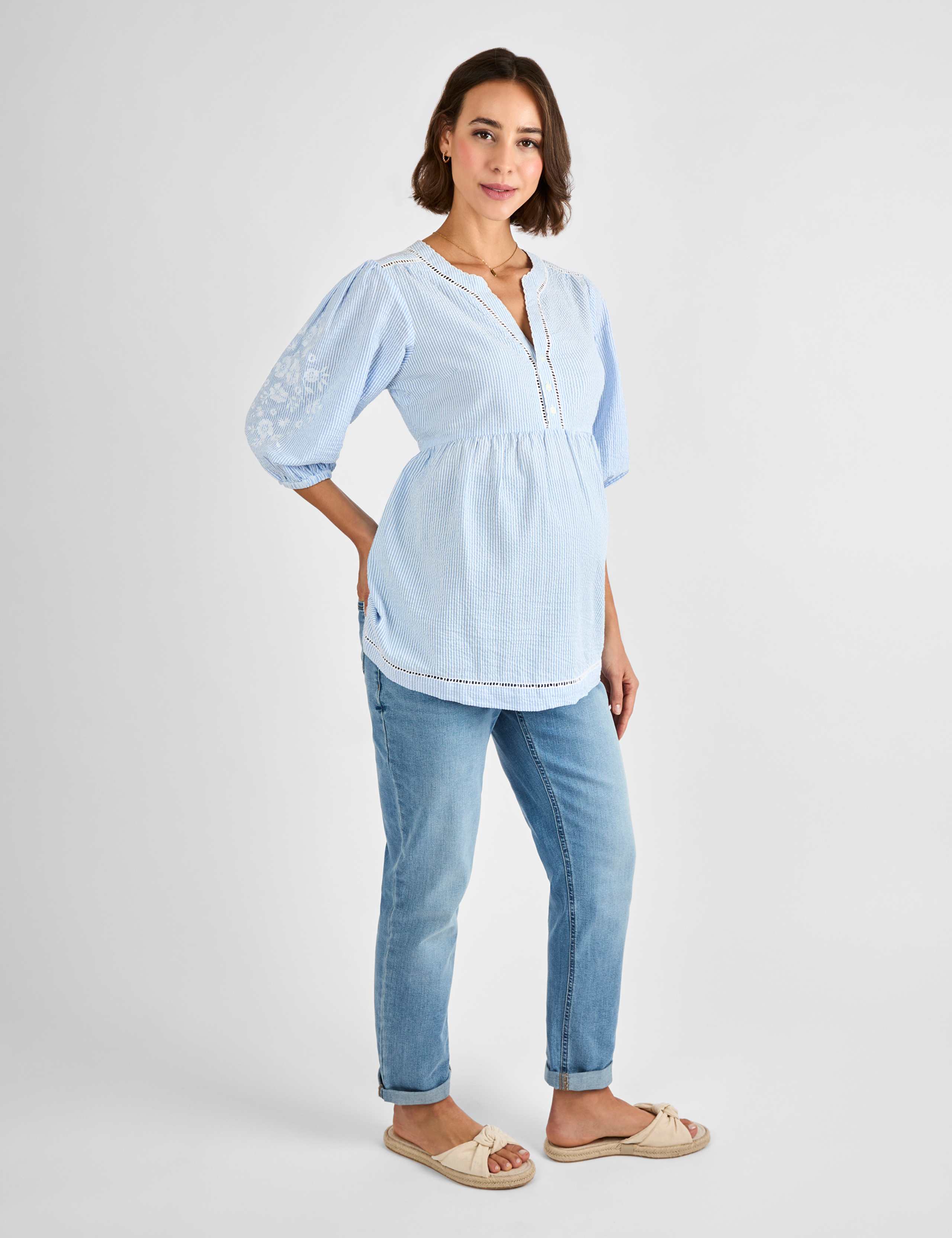 Maternity Pure Cotton Embroidered Blouse 4 of 4