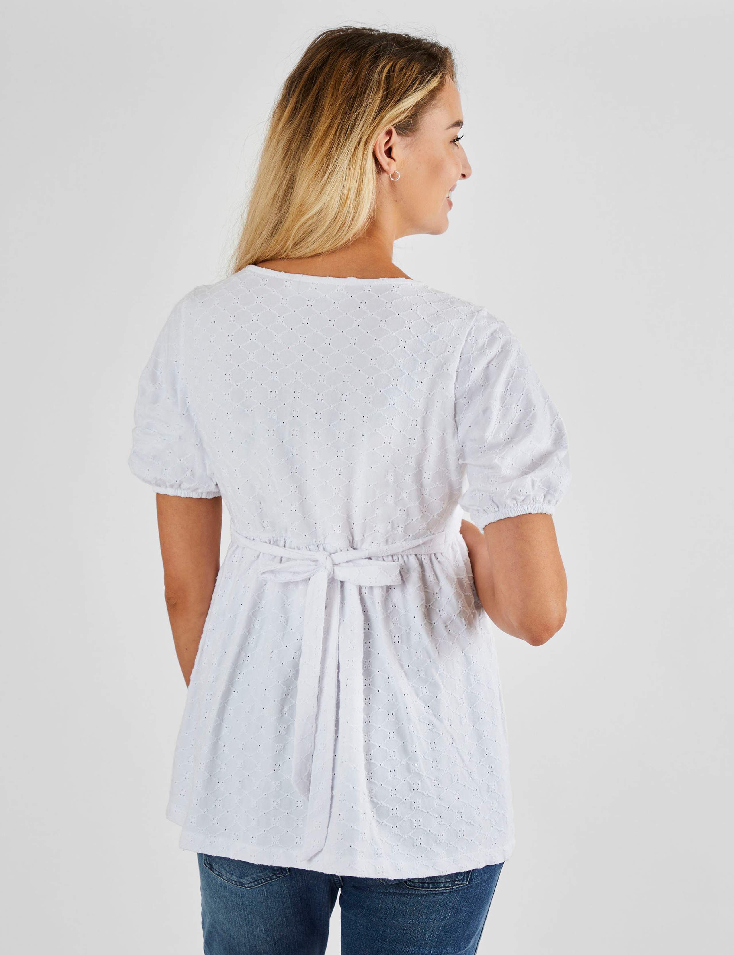 Cotton Rich Broderie V-Neck Maternity Top 2 of 4