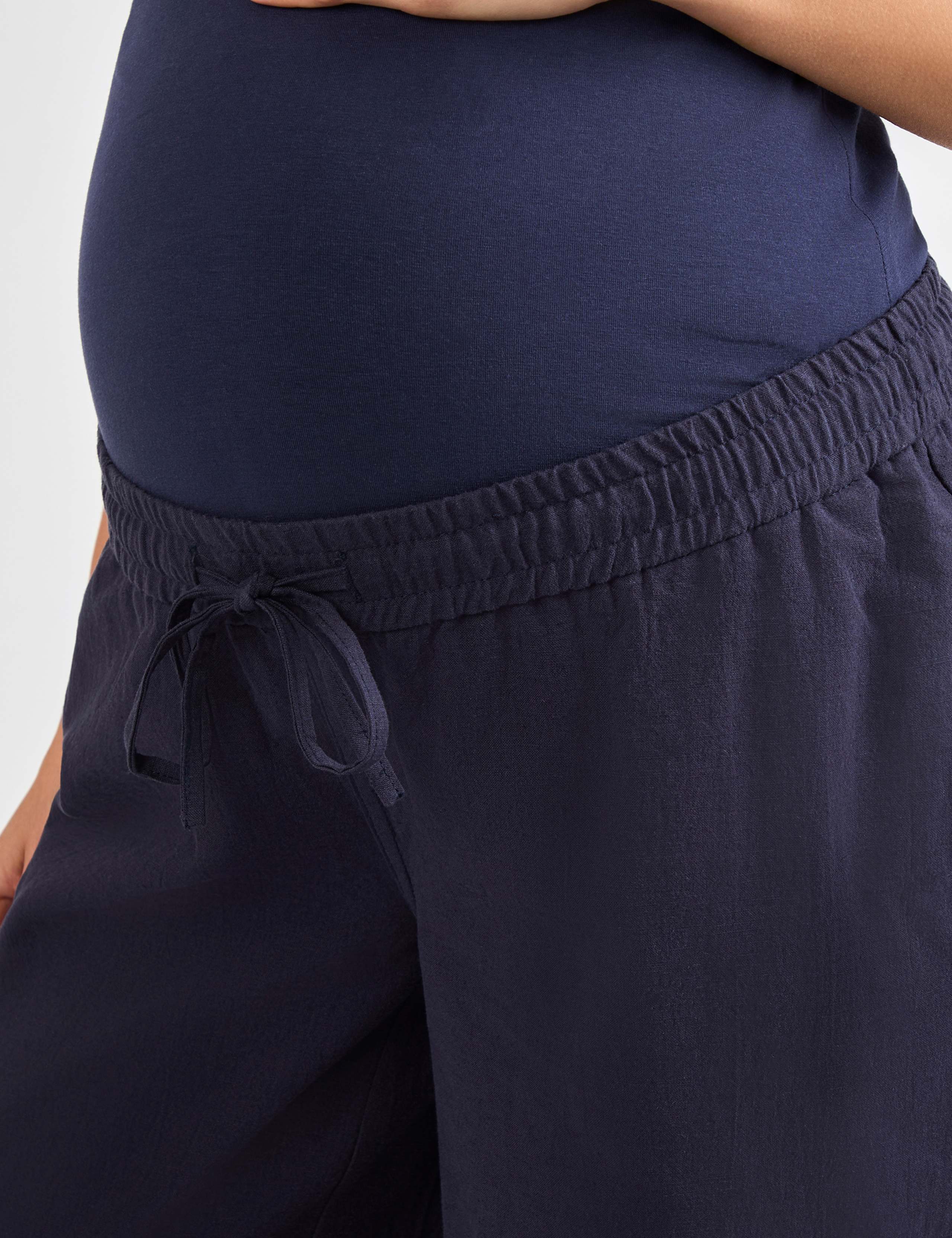 Maternity Wide Leg Trousers with Linen 4 of 4