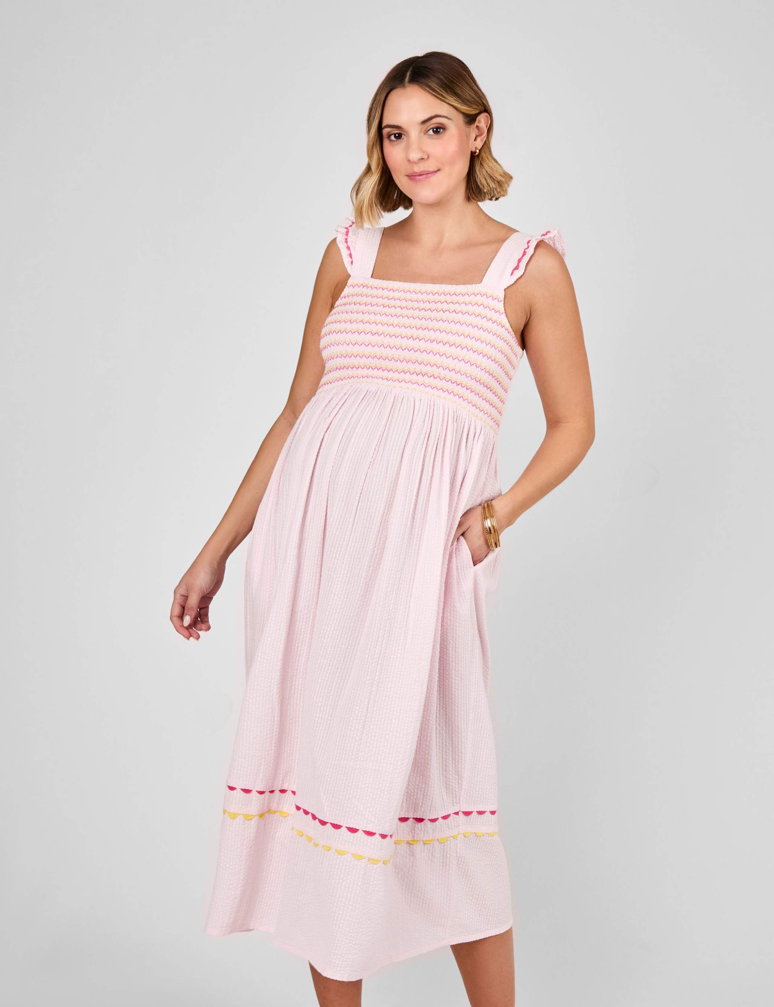 Maternity Pure Cotton Midi Smock Dress 2 of 4