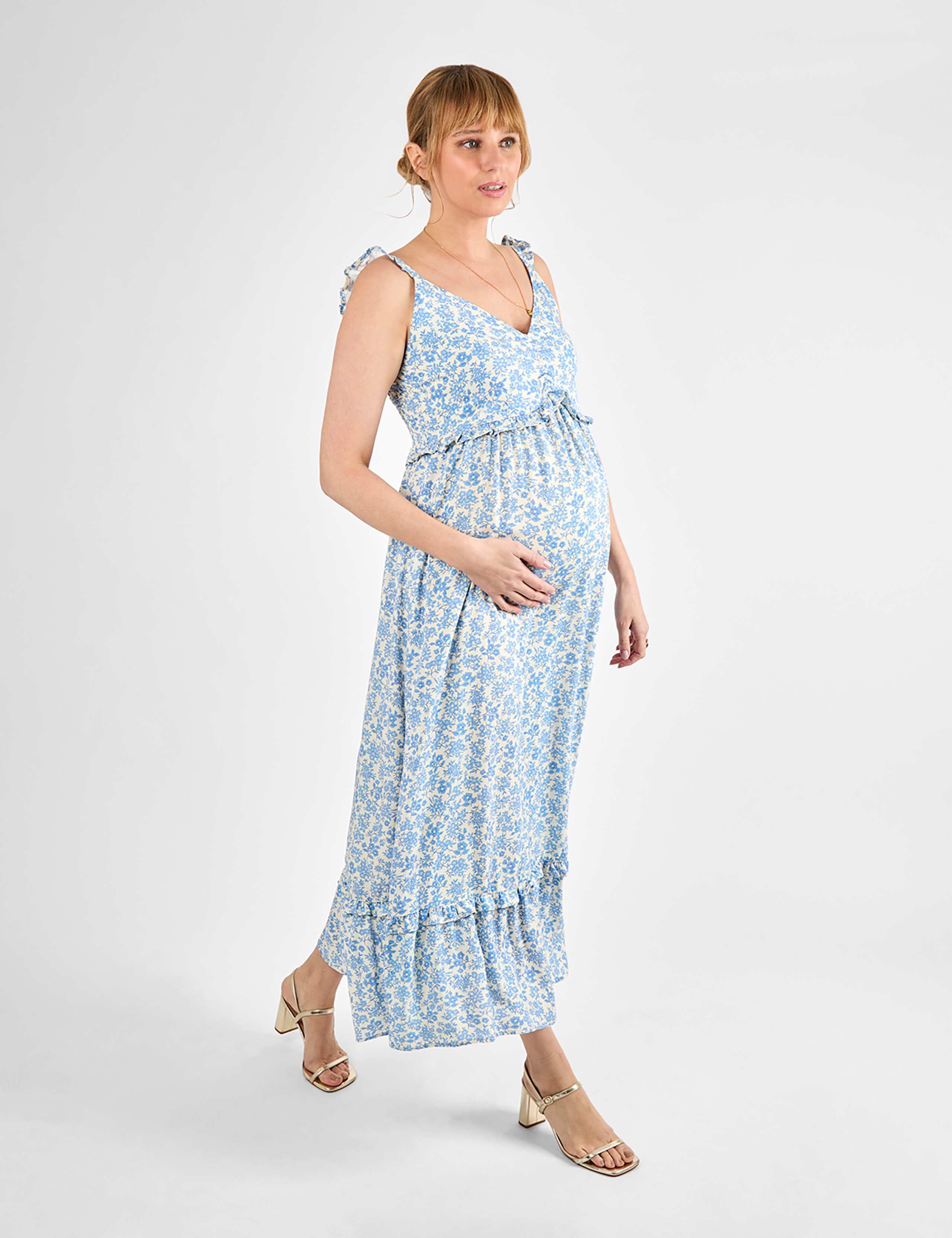 Maternity Floral Midaxi Tiered Dress 2 of 4