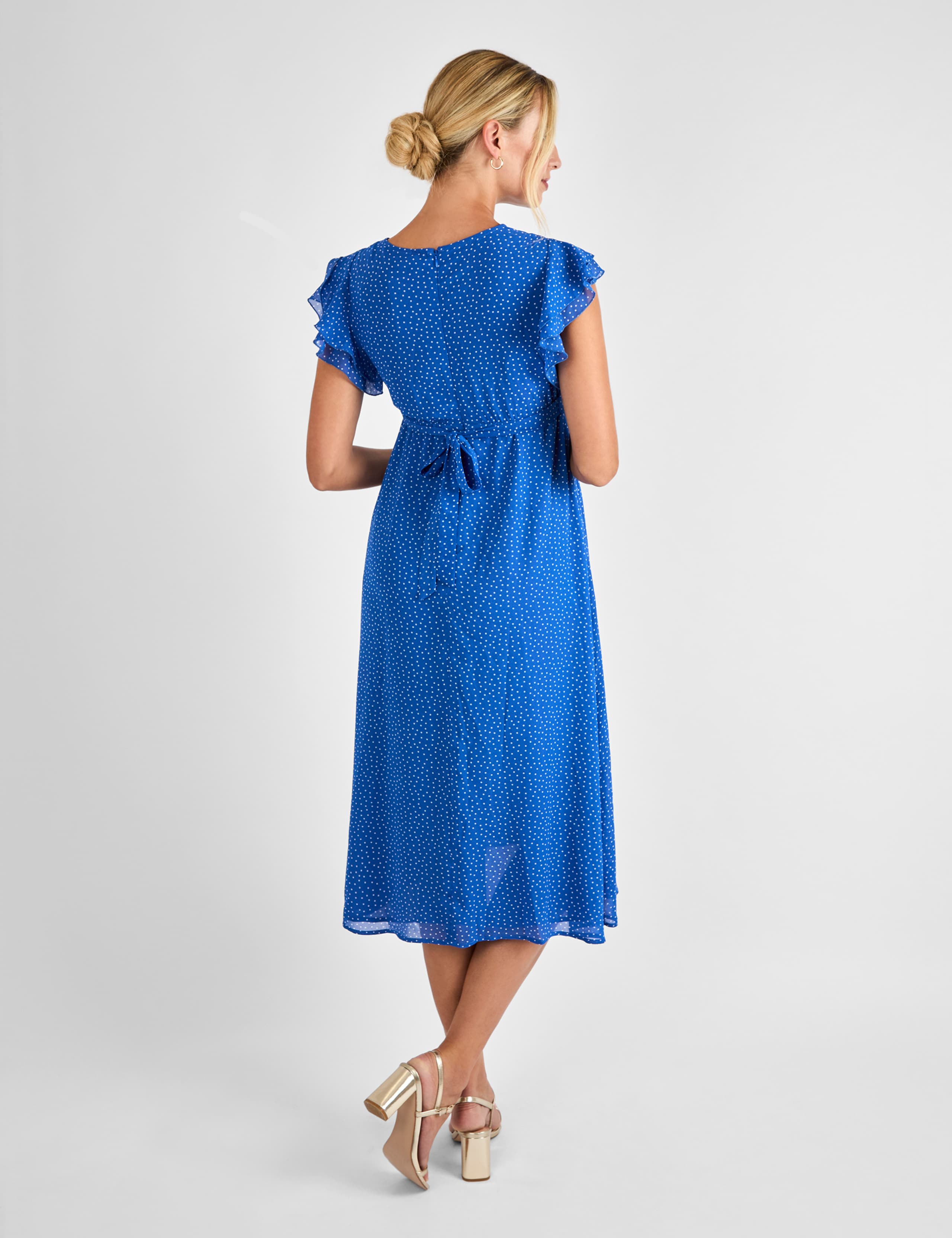 Maternity Polka Dot Midi Waisted Dress 4 of 4