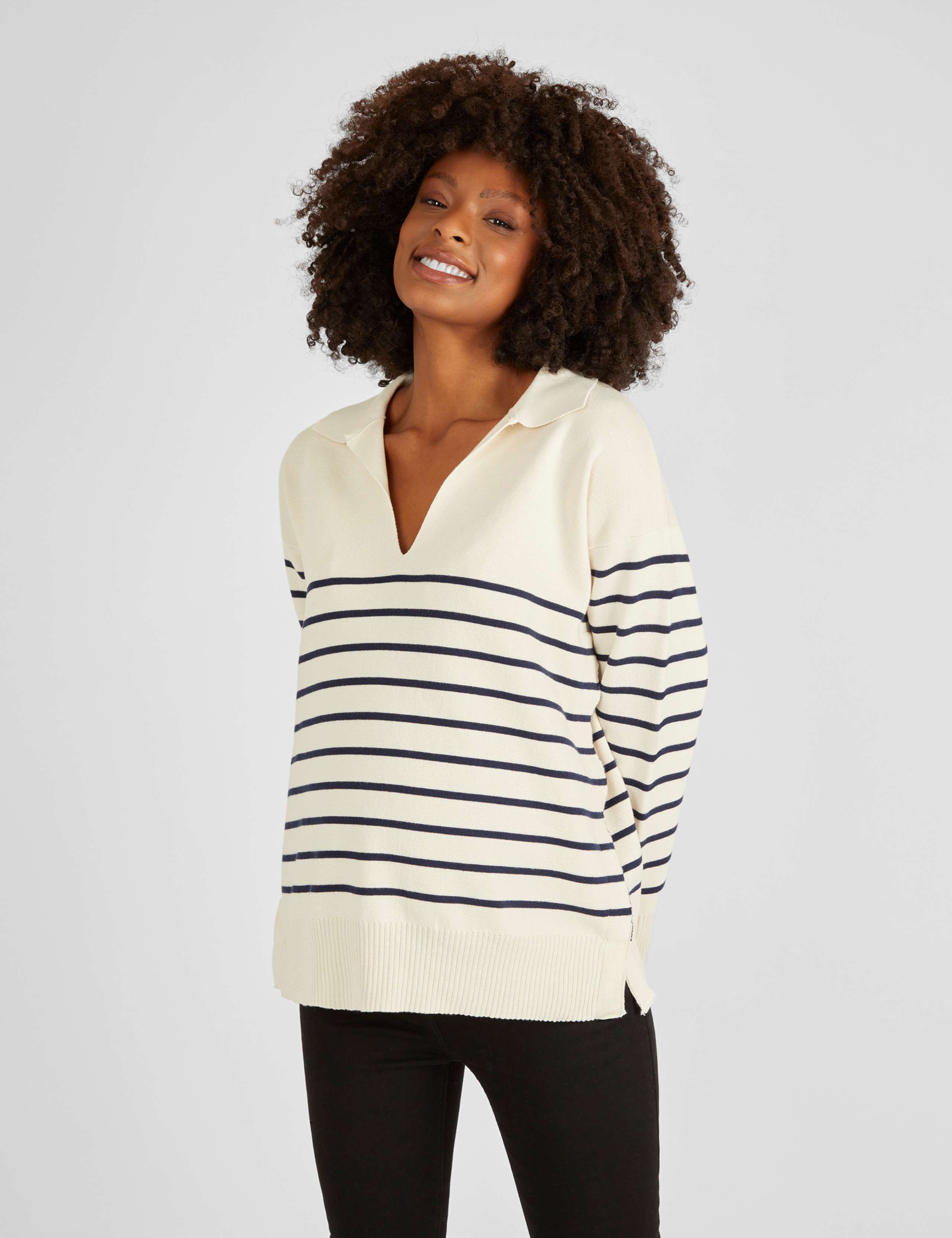 Striped V-Neck Maternity & Nursing Jumper 2 of 5