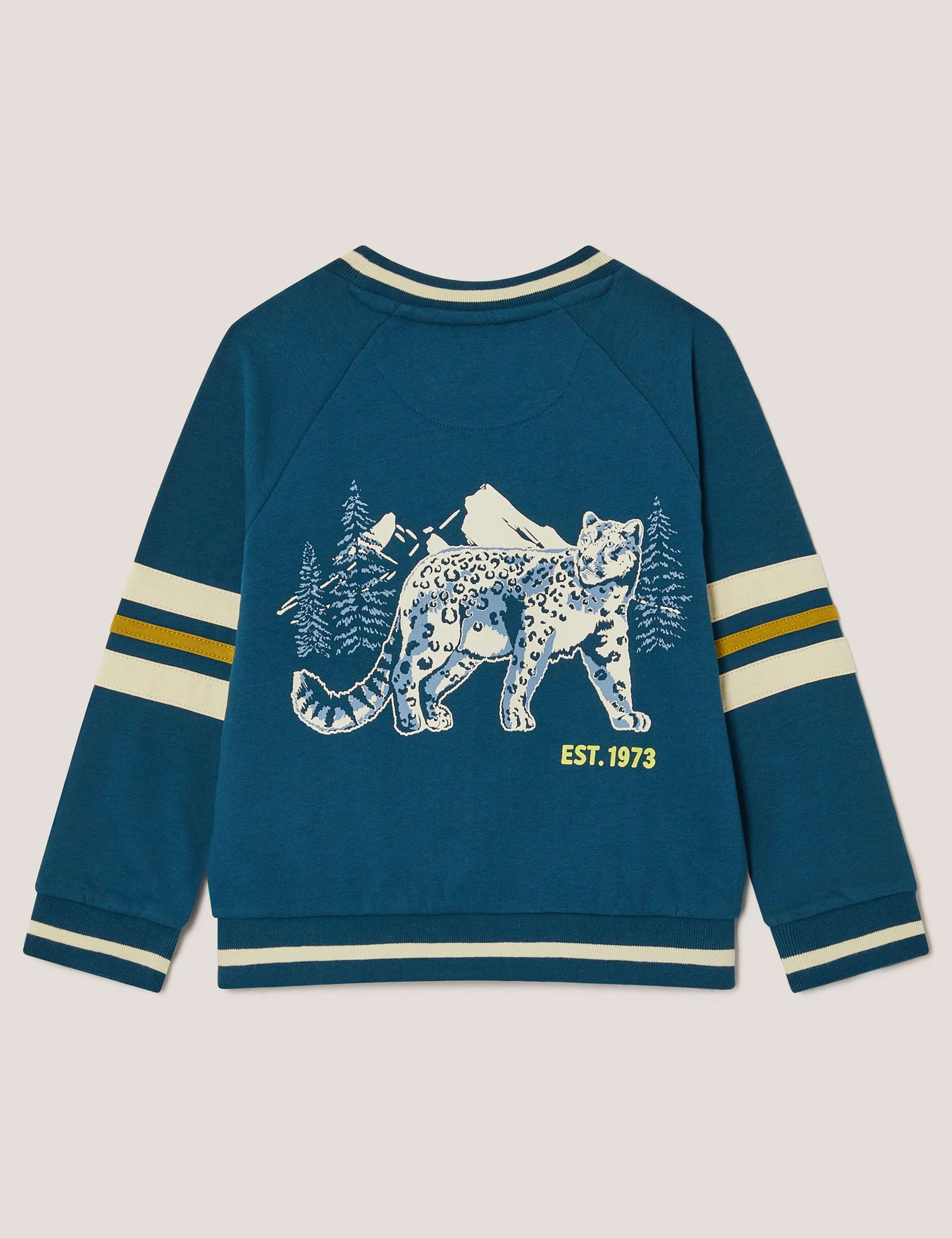 Pure Cotton Varsity Leopard Sweatshirt (3-13 Yrs) 3 of 3