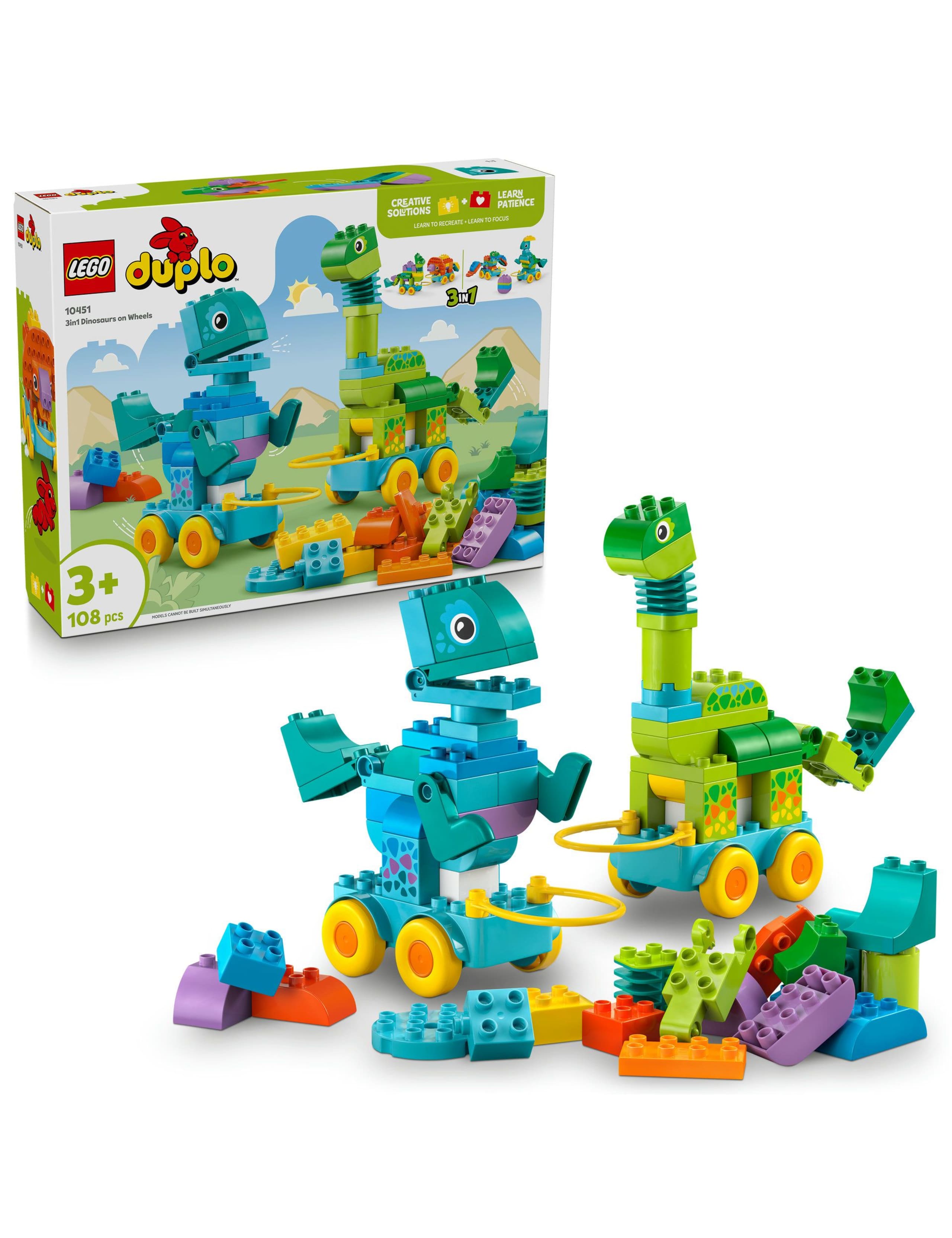 LEGO DUPLO 3in1 Dinosaurs on Wheels Toy 10451(3+ Yrs) 1 of 6