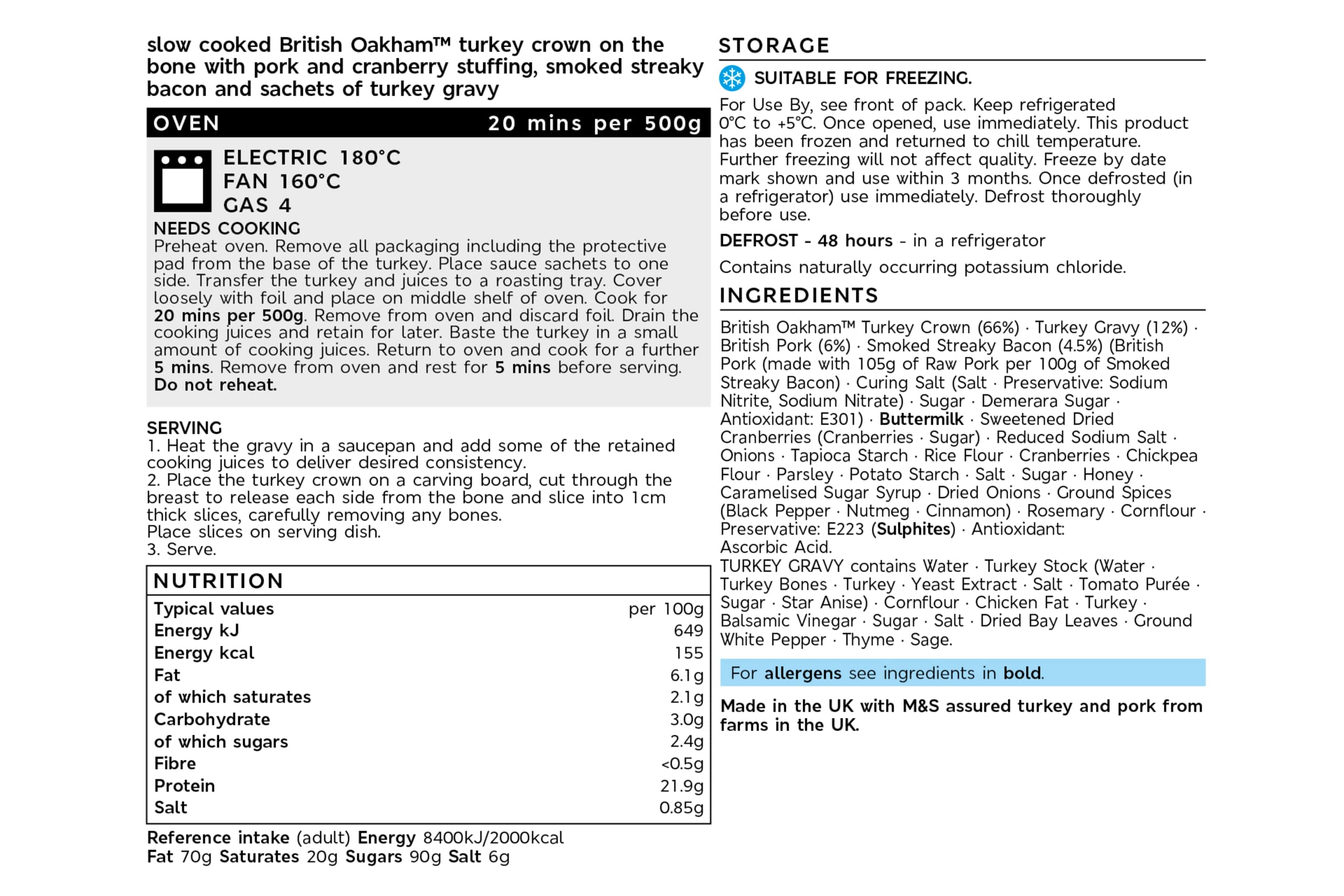 Collection Oakham™ Slow Cooked Turkey Crown with Pork & Italian Chestnut Stuffing (Serves 8-9) 2 of 2