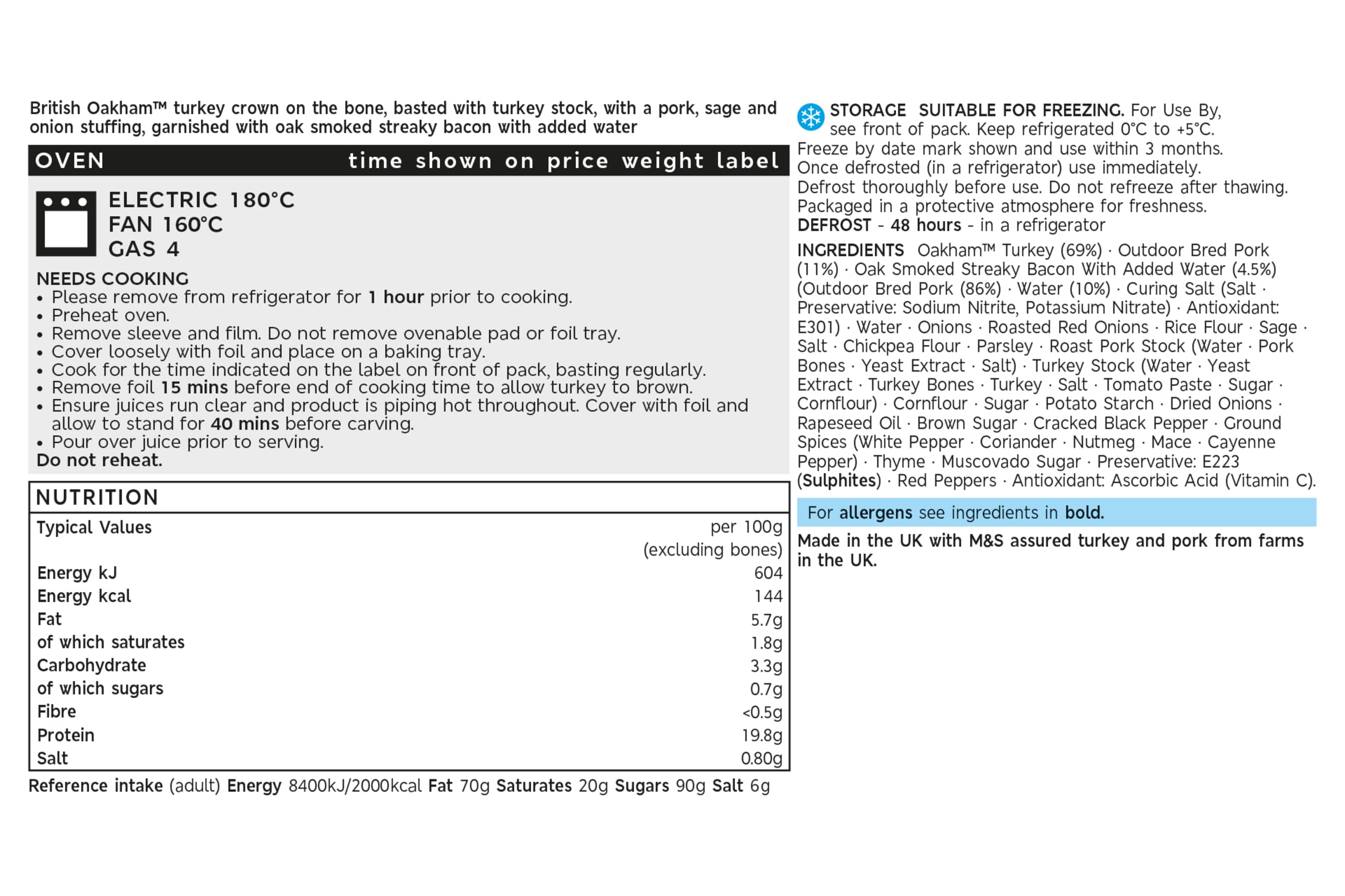 Oakham™ Stuffed Turkey Crown on the Bone (Serves 6-7) 2 of 2