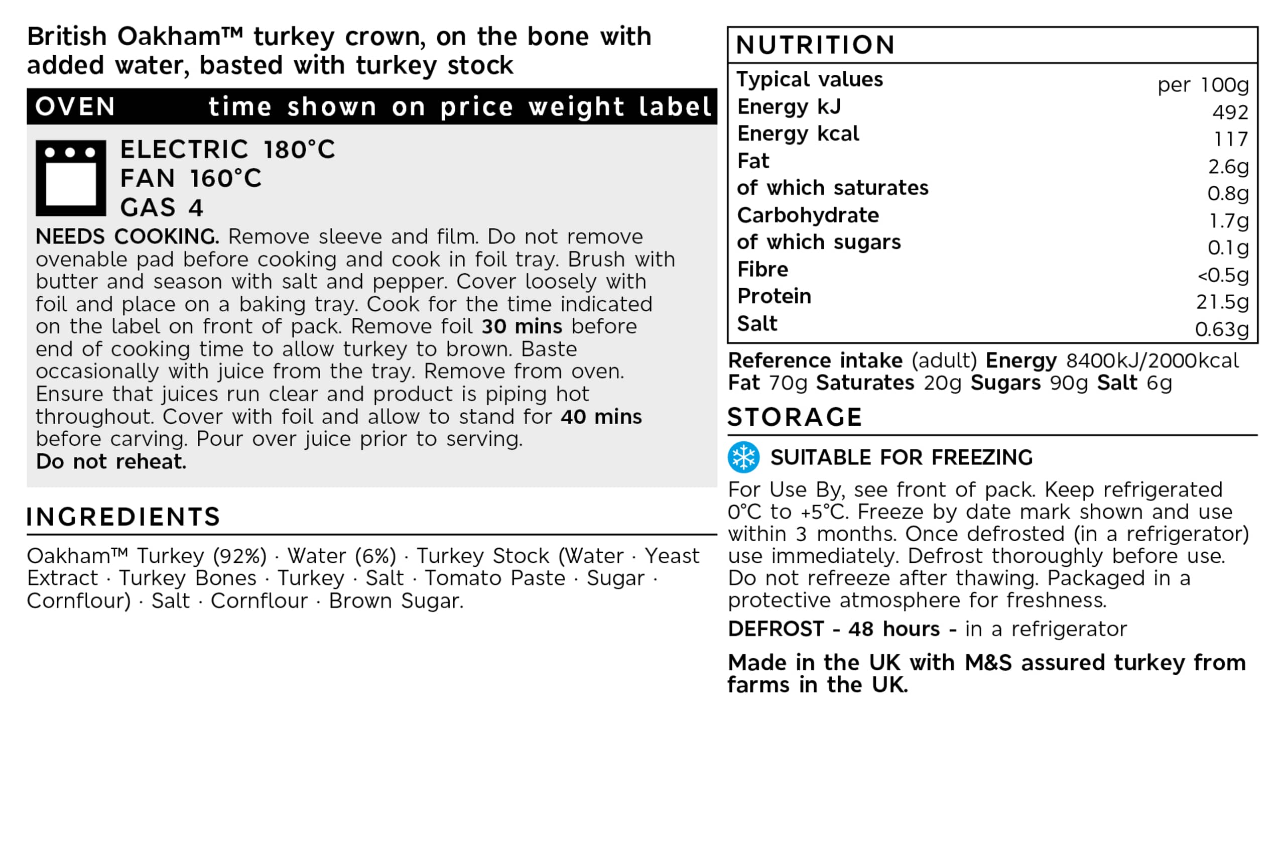 Collection Oakham™ Slow Cooked Turkey Crown With Pork & Italian Chestnut Stuffing (Serves8-9) 2 of 2