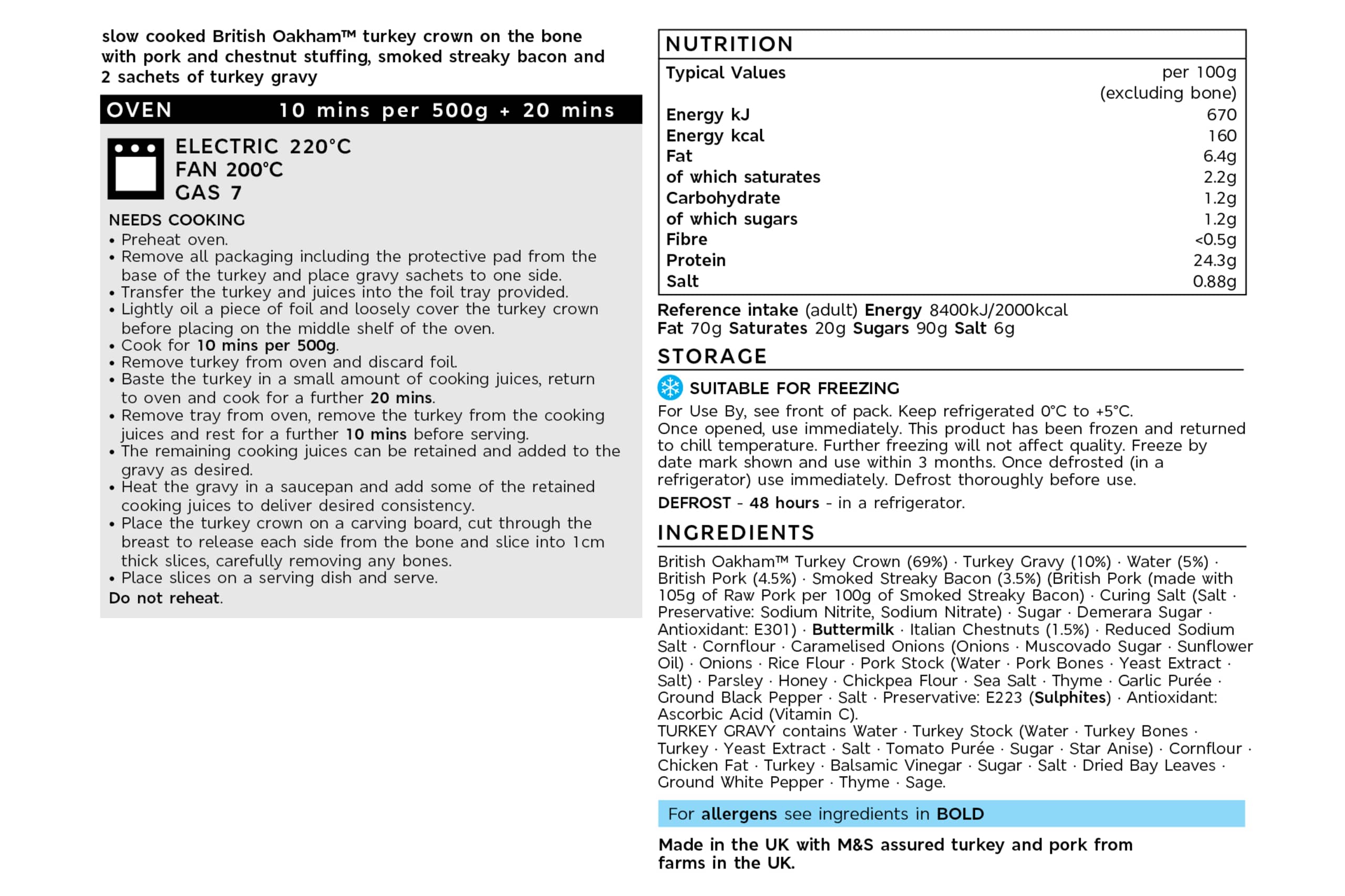 Collection Oakham™ Slow Cooked Turkey Crown with Pork & Italian Chestnut Stuffing (Serves 10-11) 2 of 2