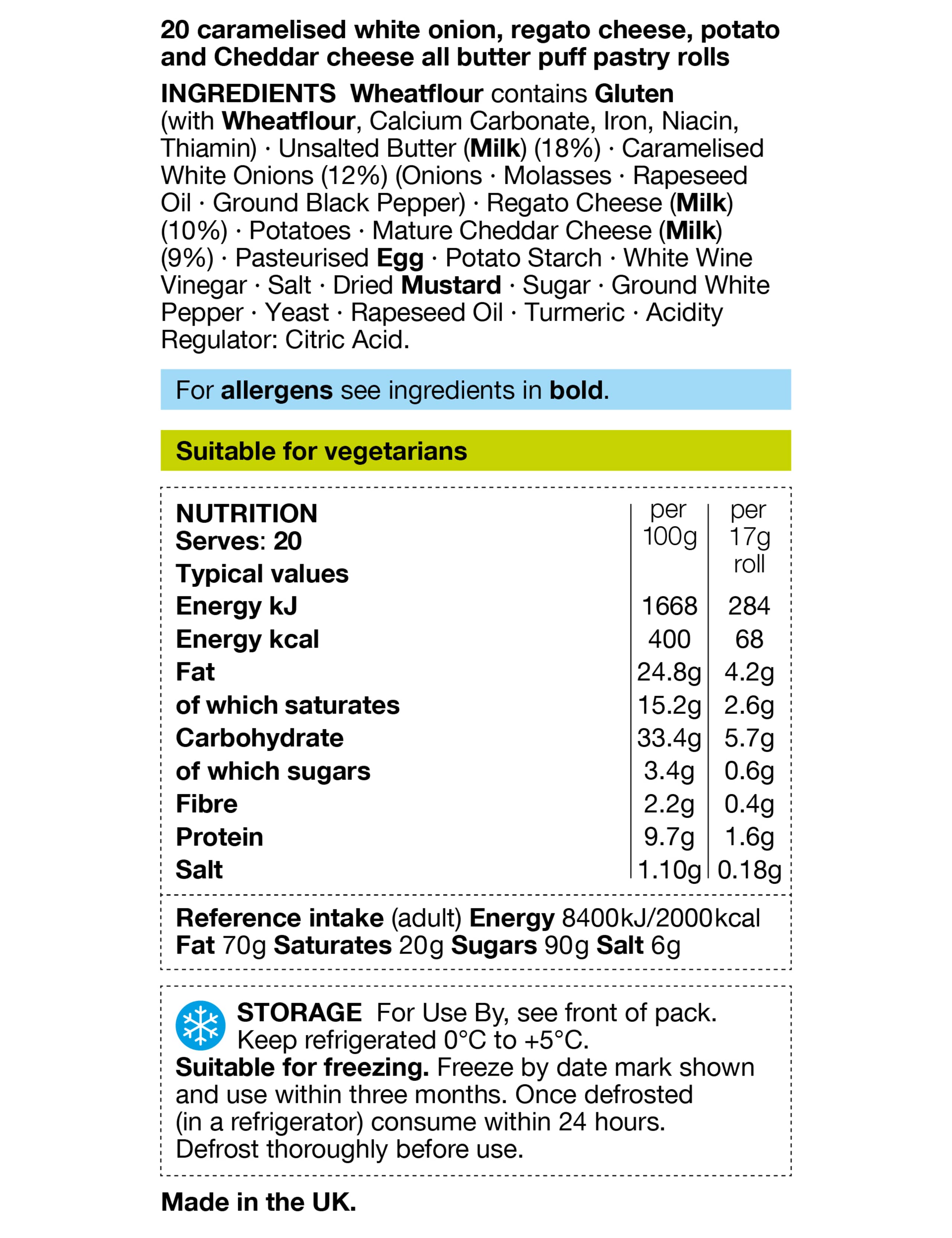 Dinky Cheese & Onion Pastry Rolls (20 Pieces) - (Last Collection Date 30th September 2020) 3 of 3