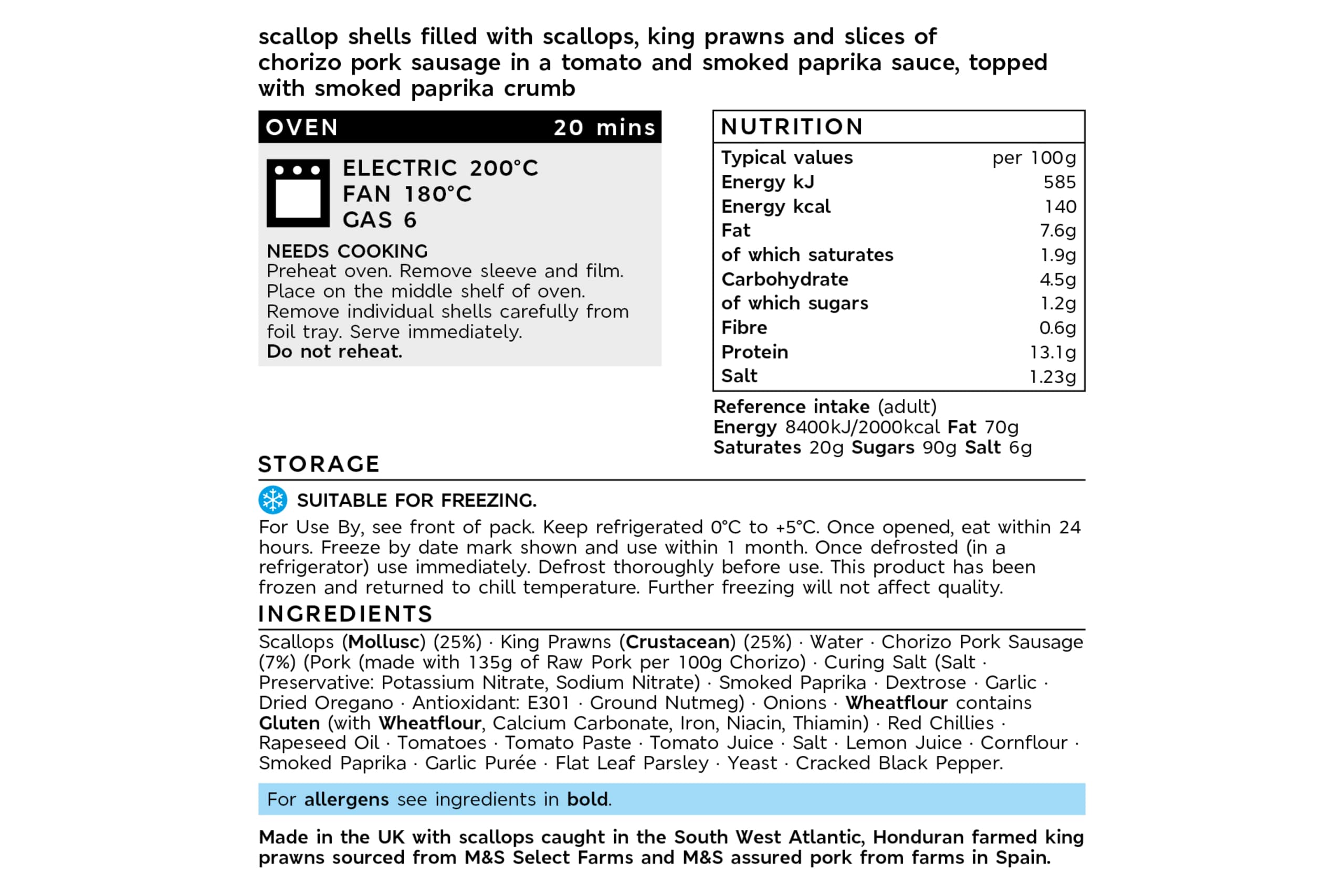 Collection 4 Seafood Shells with Chorizo (Serves 4) 2 of 2