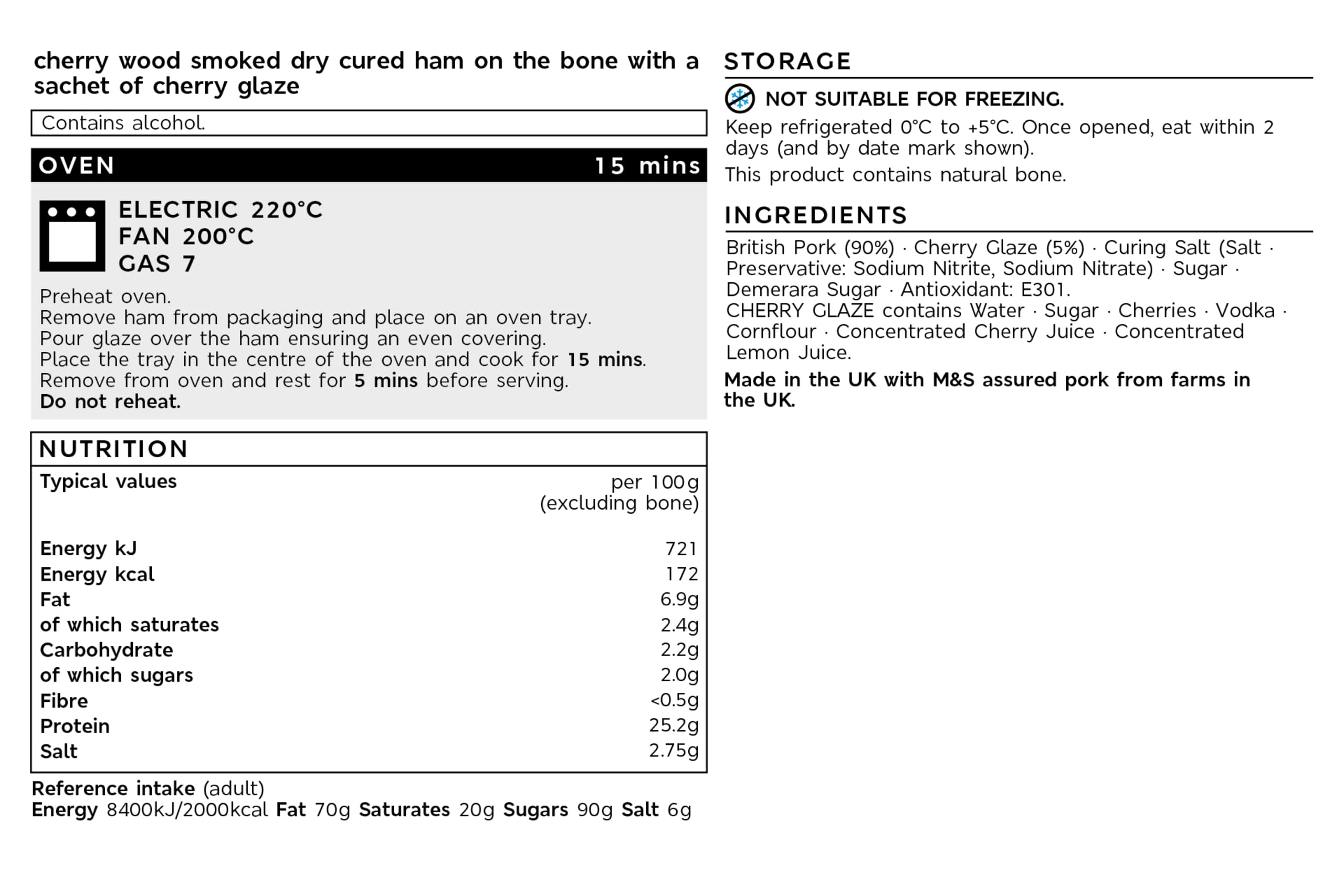 Collection Cherry Wood Smoked Ham Joint (approx. 25 slices) 2 of 2