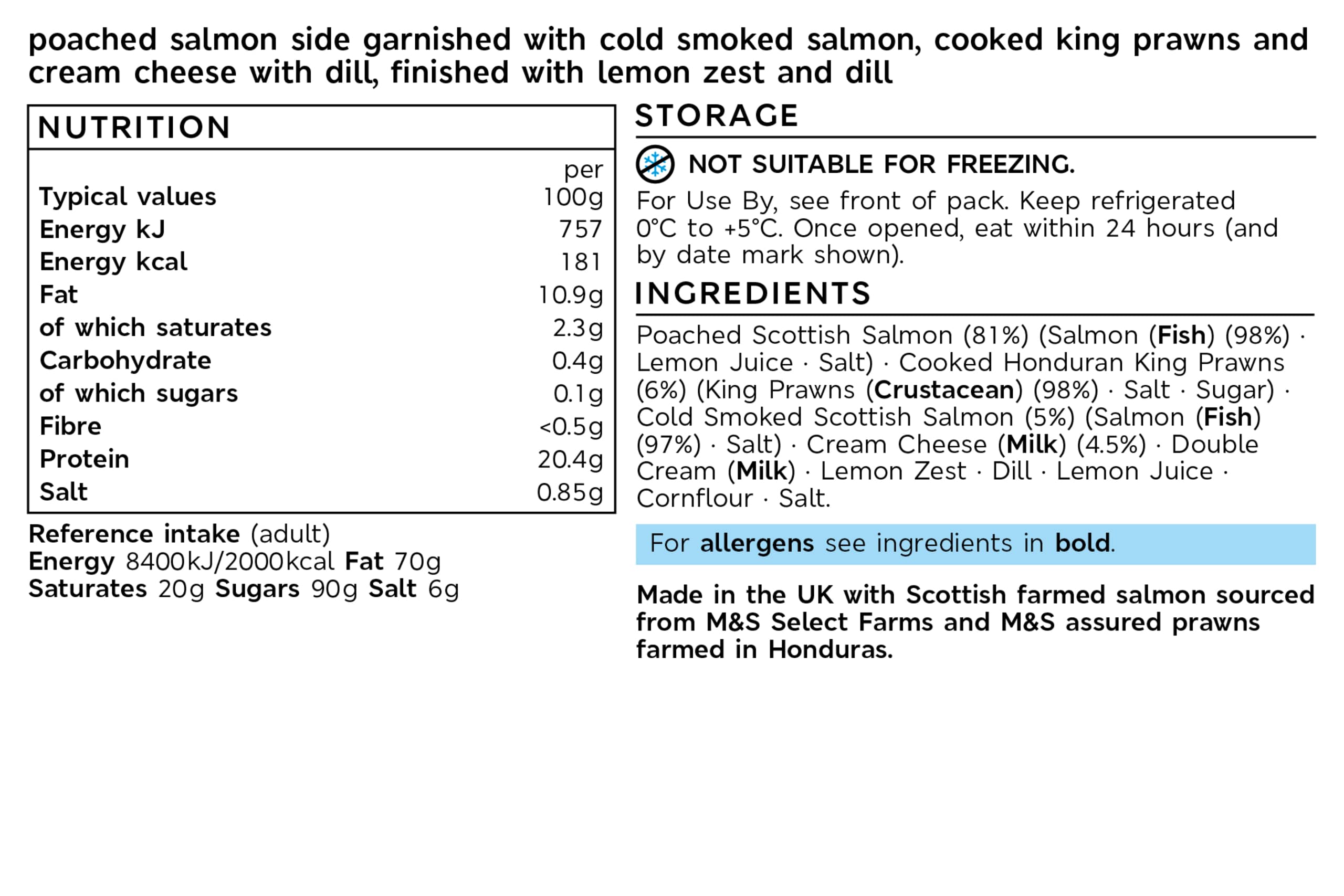 Collection Dressed Poached Salmon Side (Serves 6) 2 of 2