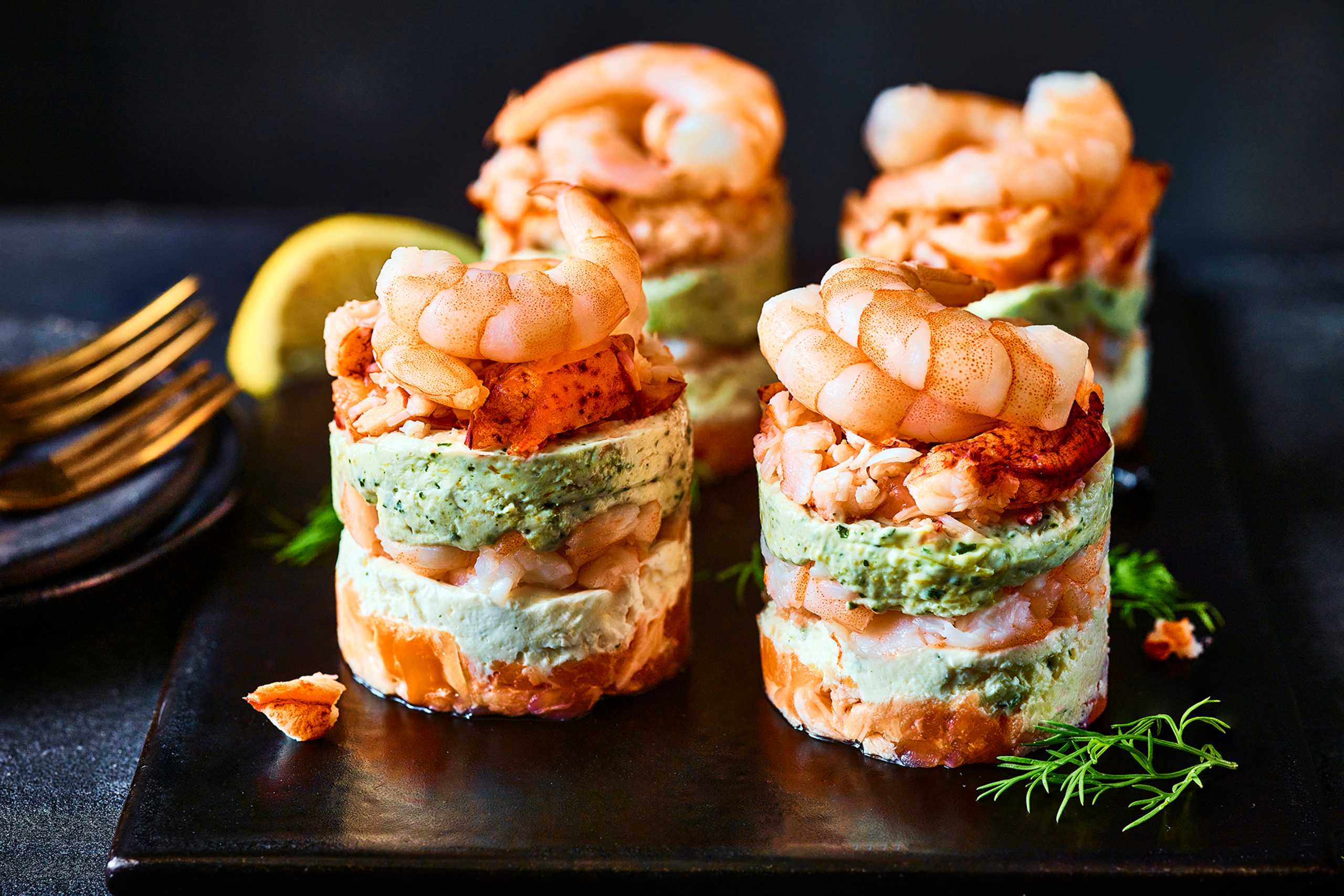 Collection 4 Lobster, Salmon & Prawn Towers (Serves 4) 1 of 2