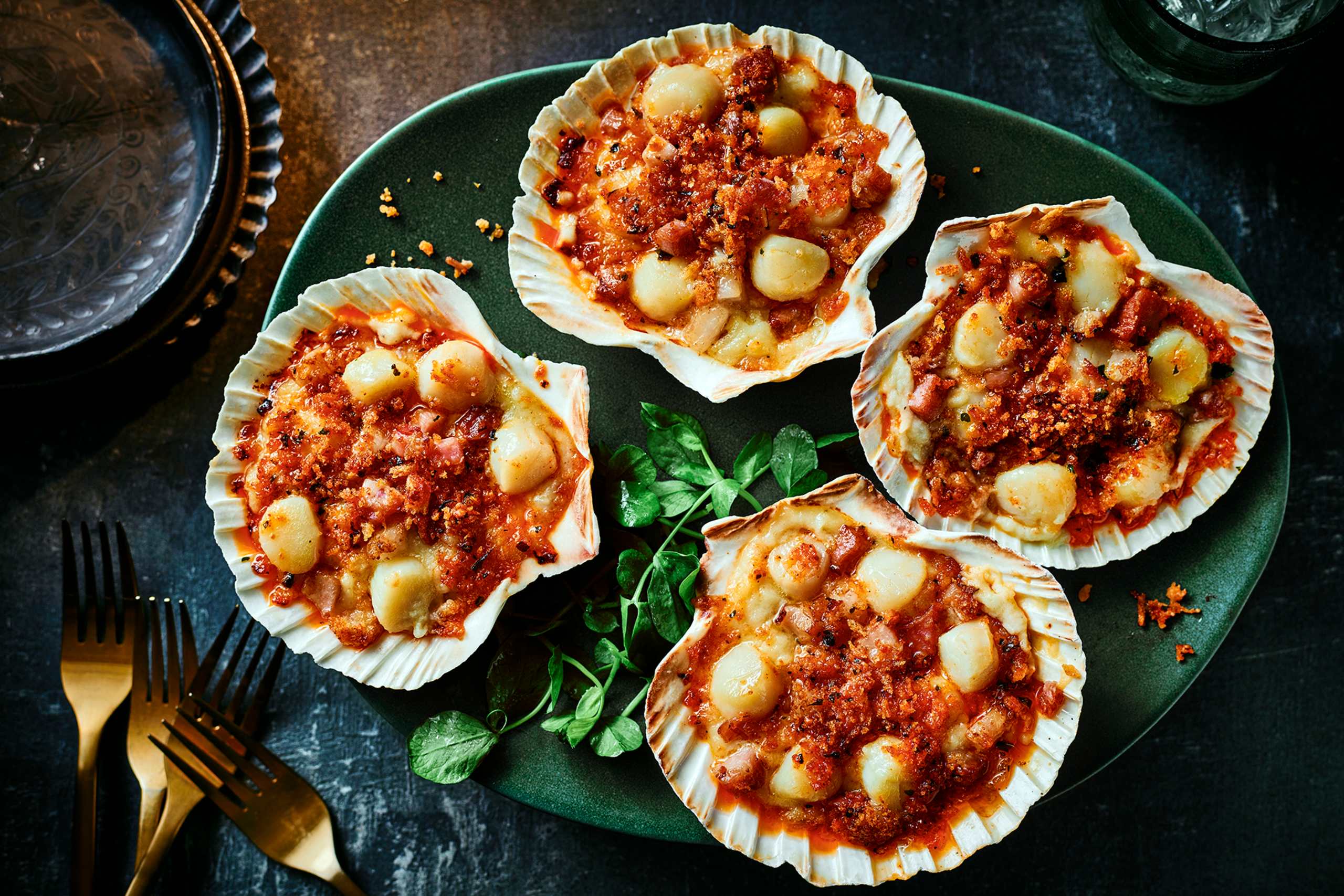 Collection 4 Scallop Shells with Scallops, Italian Pancetta and ...