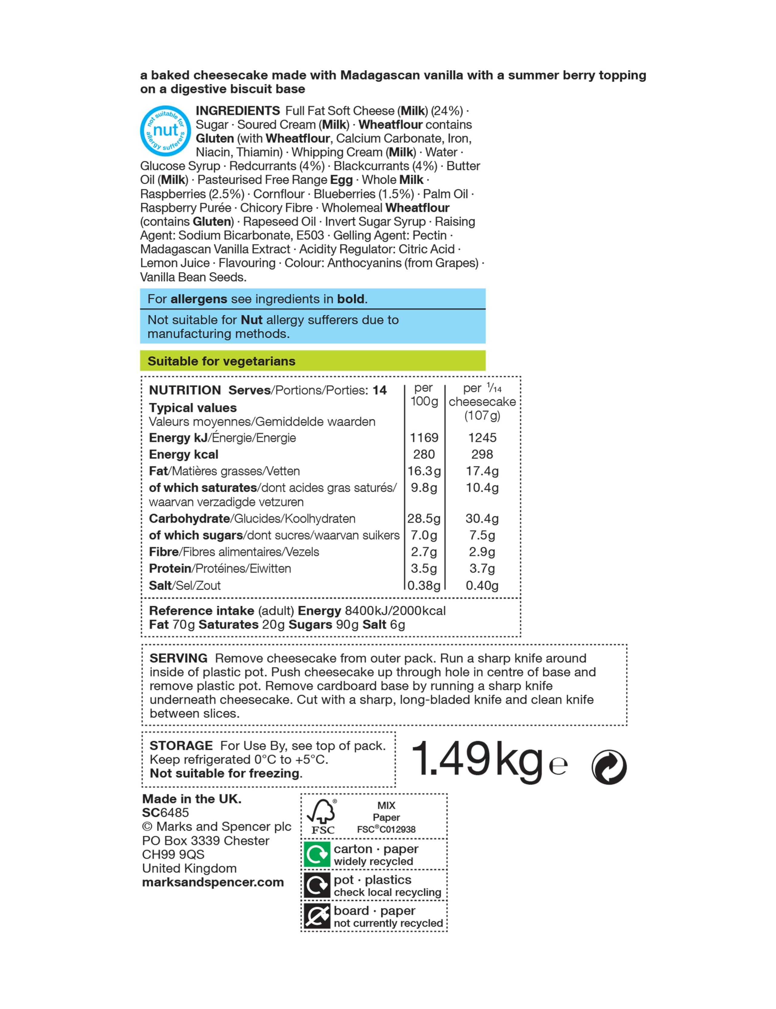 Very Berry Cheesecake (Serves 14) - (Last Collection Date 30th September 2020) 2 of 3
