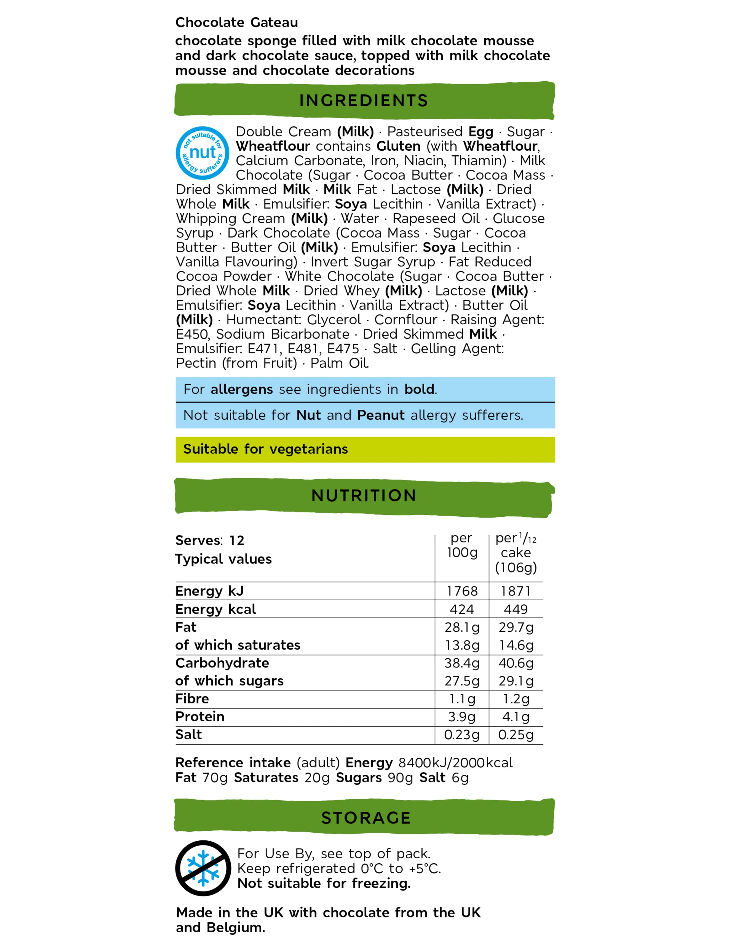 Chocolate Gateau (Serves 12) - (Last Collection Date 30th September 2020) 2 of 2